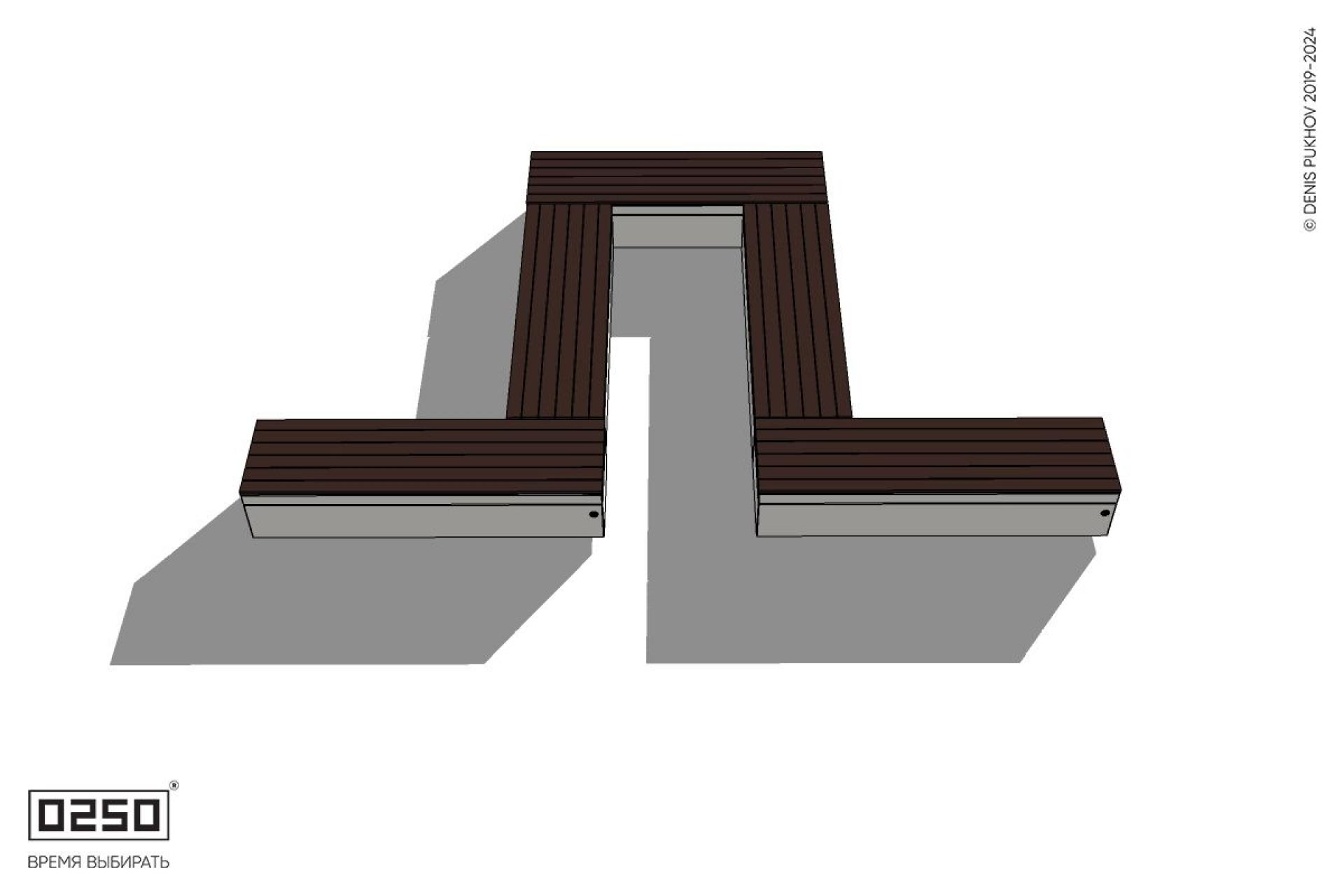 Уличная U-образная прямоугольная широкая скамейка на блоке производство 0250