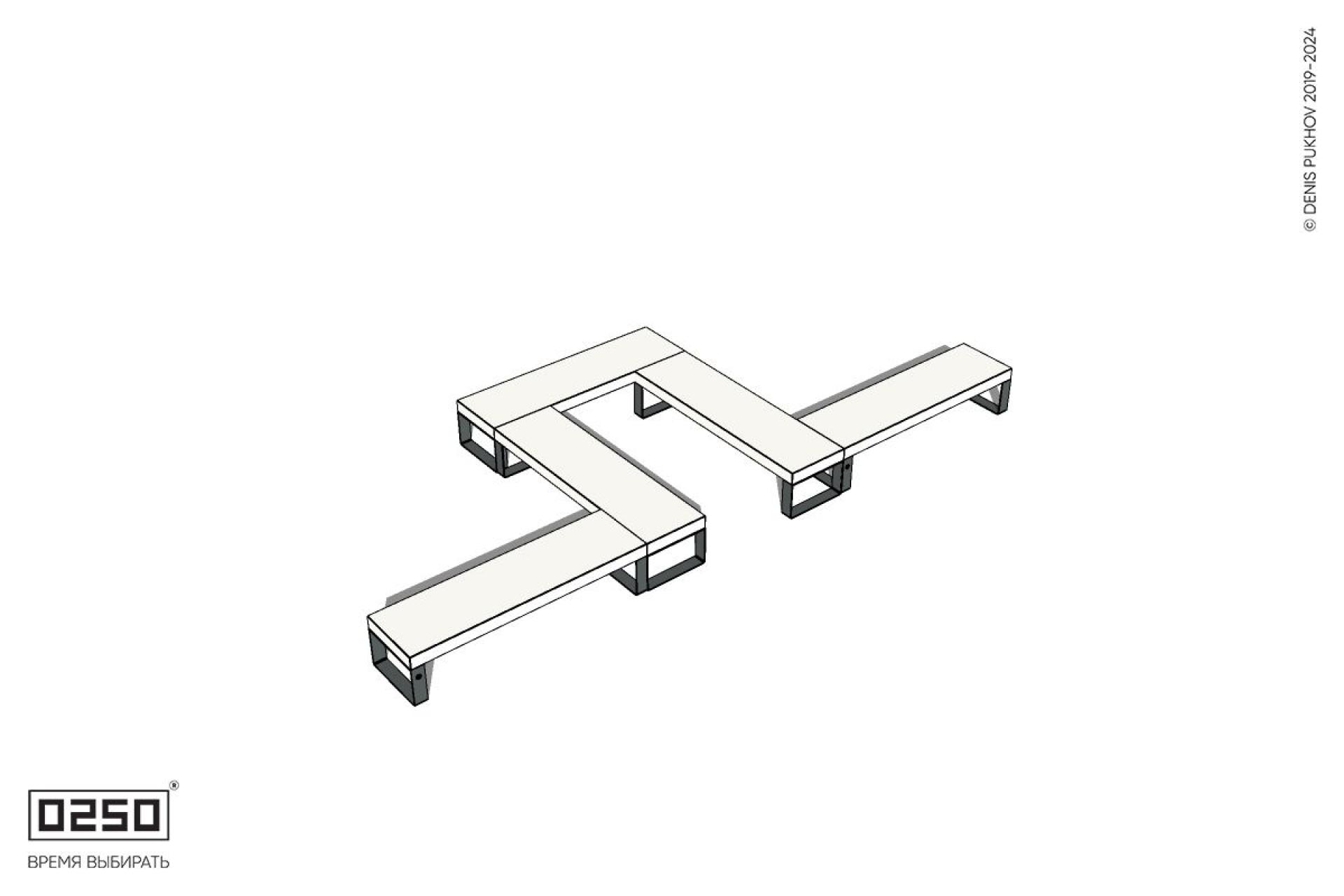 Уличная Бетонная U-образная прямоугольная широкая скамейка на ножках производство 0250 Уличная Бетонная U-образная прямоугольная широкая скамейка на ножках производство 0250