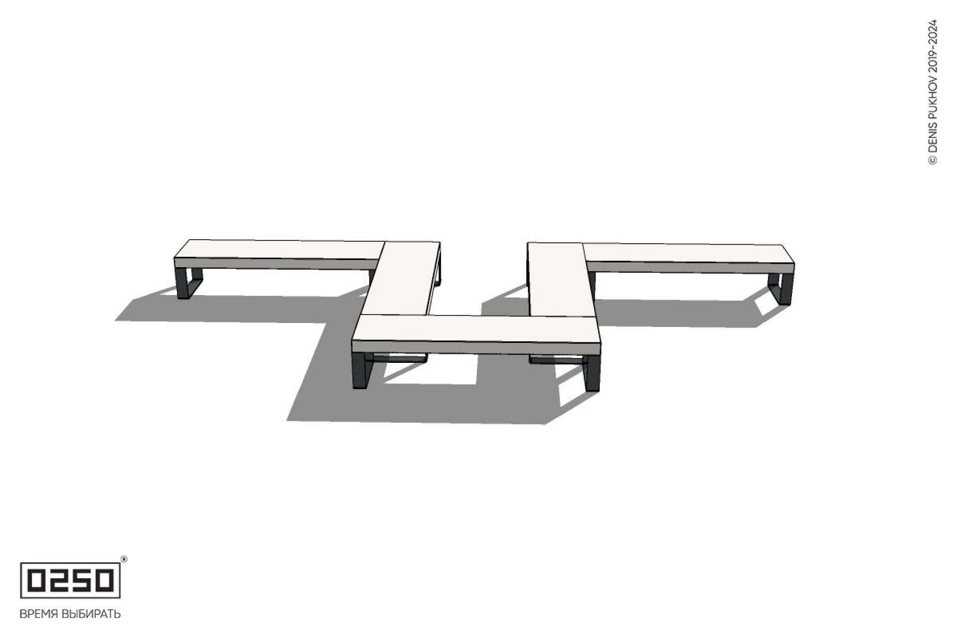 Уличная Бетонная U-образная прямоугольная широкая скамейка на ножках производство 0250 Уличная Бетонная U-образная прямоугольная широкая скамейка на ножках производство 0250