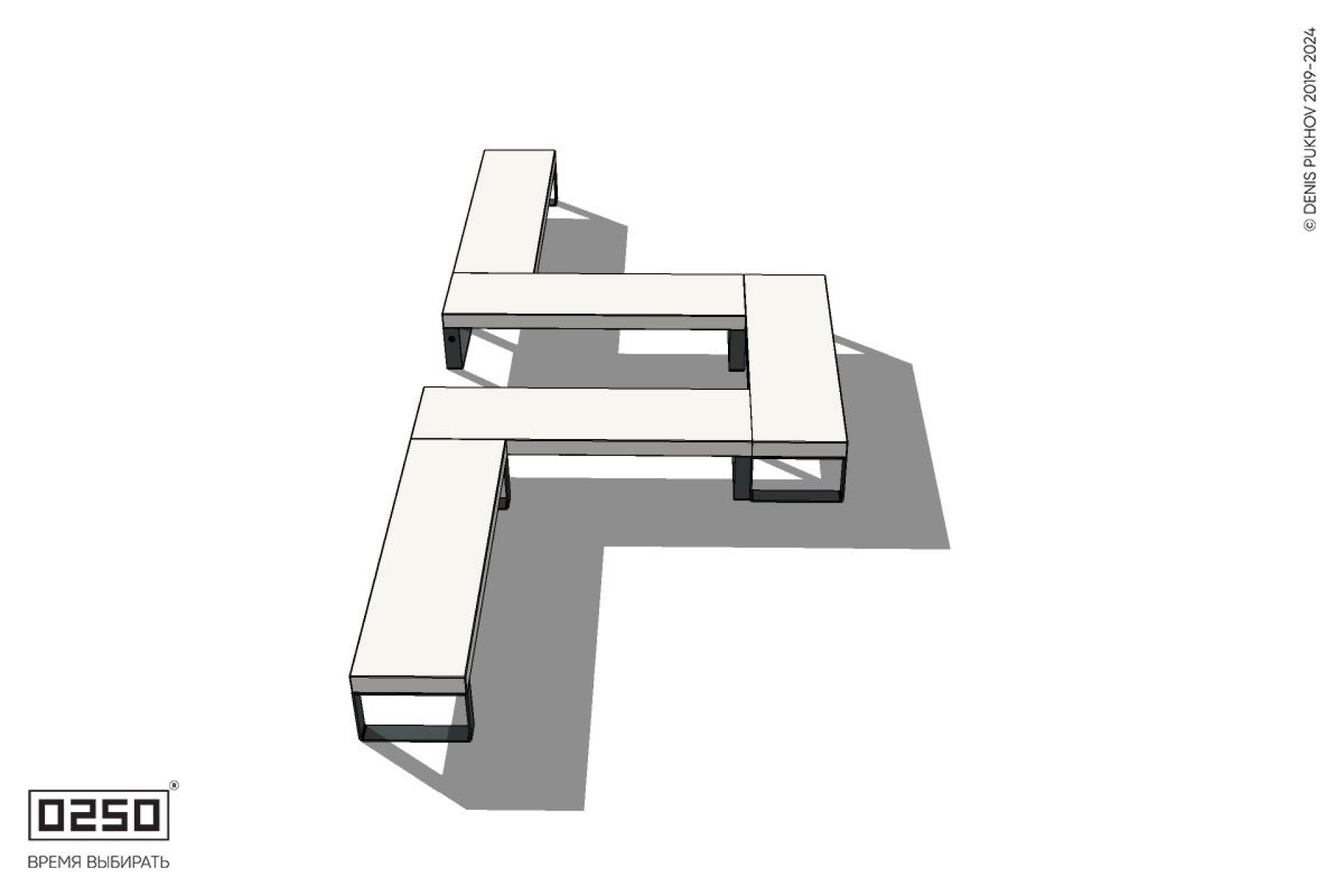 Уличная Бетонная U-образная прямоугольная широкая скамейка на ножках производство 0250 Уличная Бетонная U-образная прямоугольная широкая скамейка на ножках производство 0250