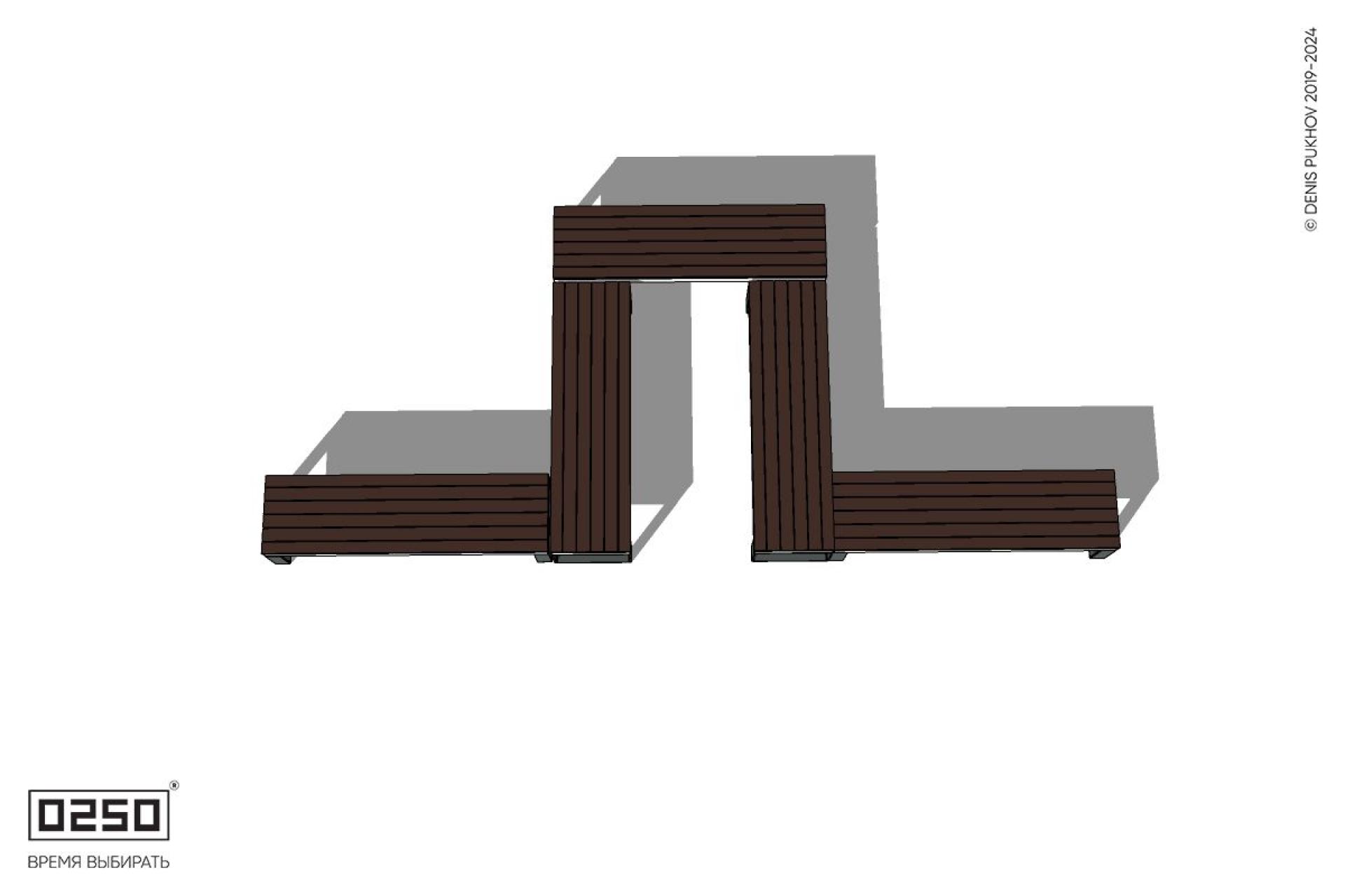 Уличная U-образная прямоугольная широкая скамейка на ножках производство 0250, module