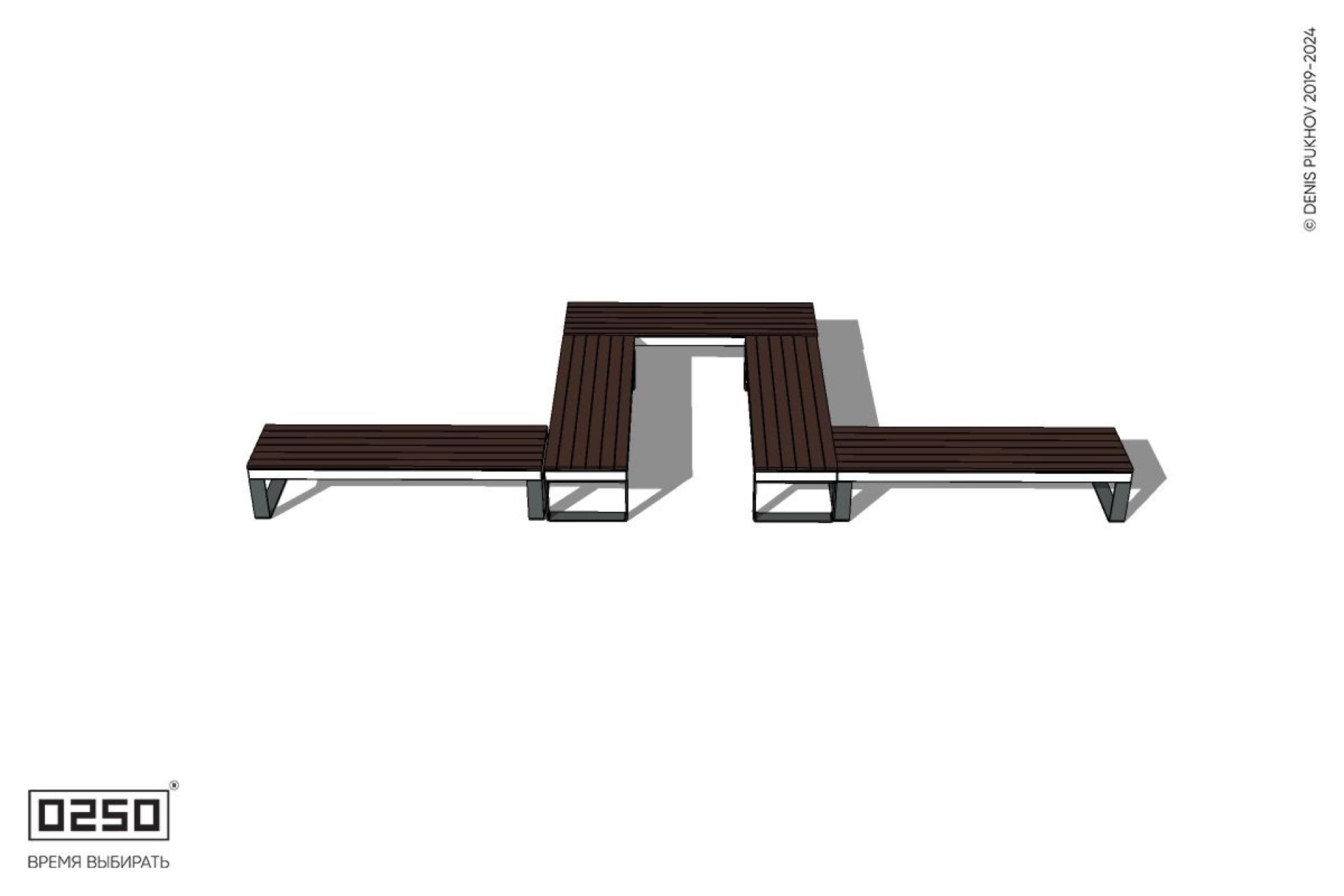 Уличная U-образная прямоугольная широкая скамейка на ножках производство 0250