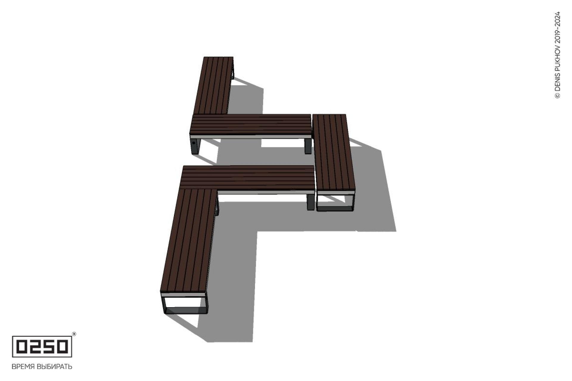 Уличная U-образная прямоугольная широкая скамейка на ножках производство 0250