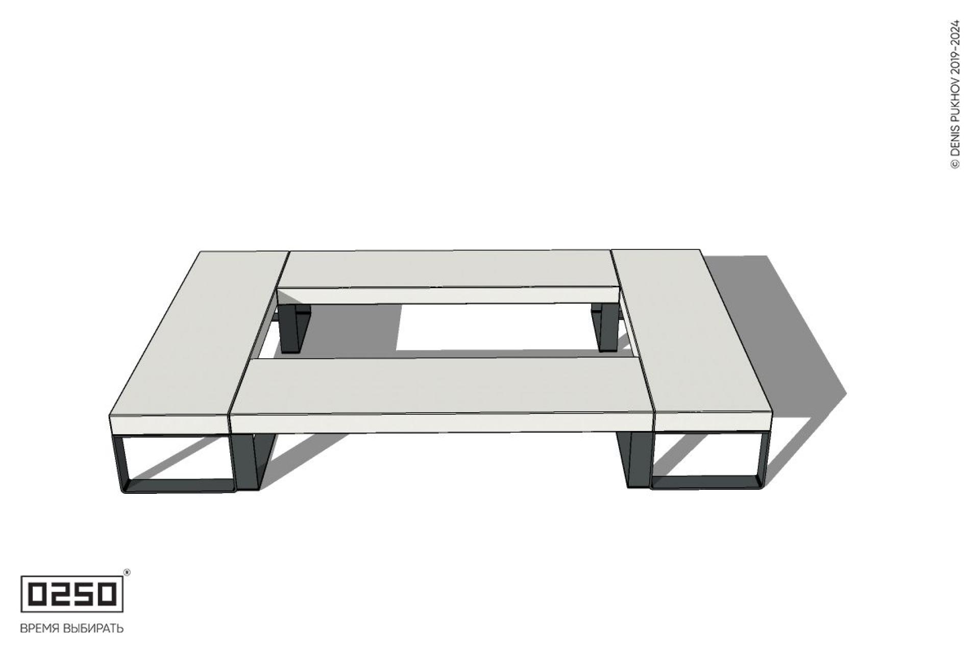 Уличная Бетонная четырехугольная скамейка на ножках производство 0250 Уличная Бетонная четырехугольная скамейка на ножках производство 0250