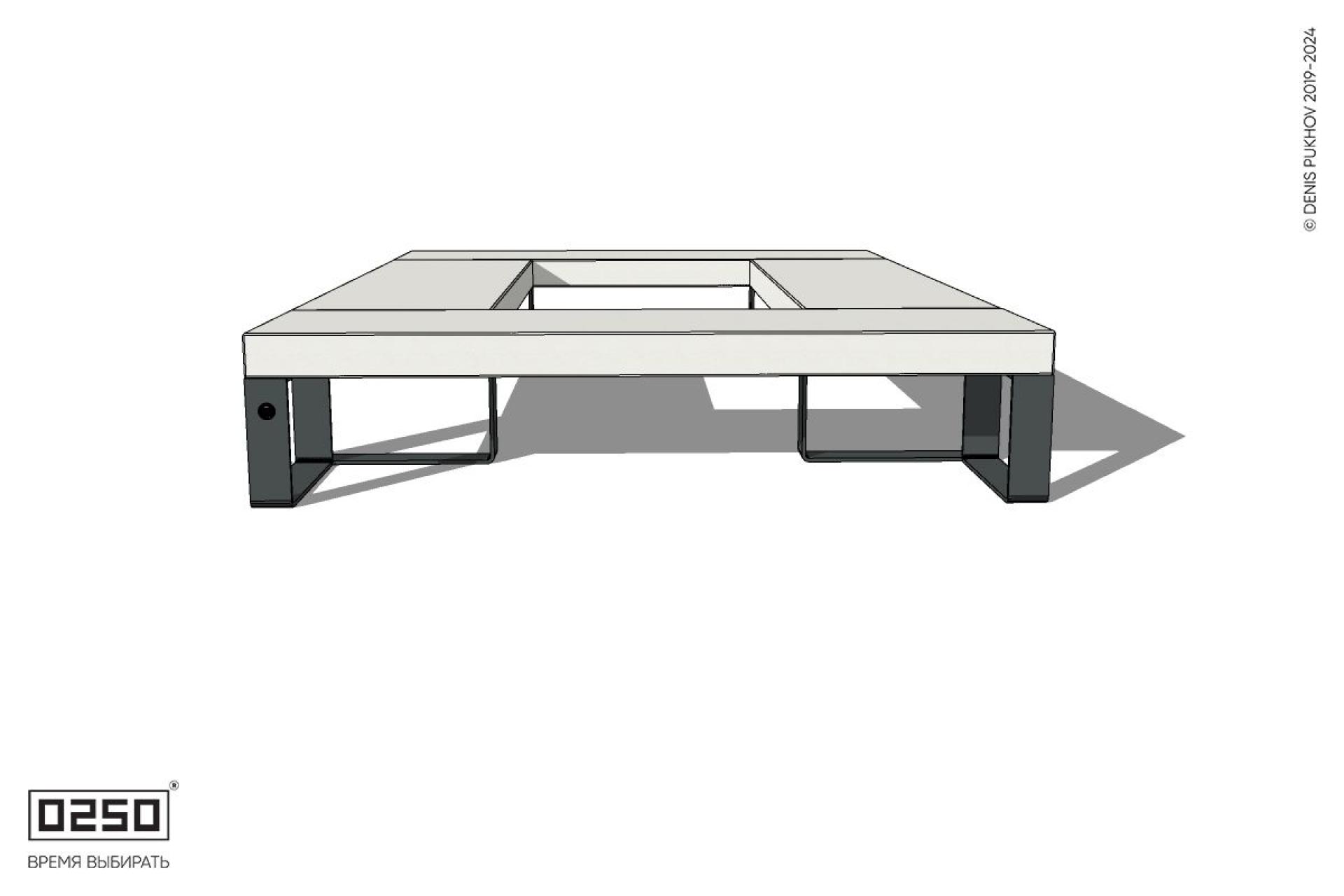 Уличная Бетонная четырехугольная скамейка на ножках производство 0250 Уличная Бетонная четырехугольная скамейка на ножках производство 0250