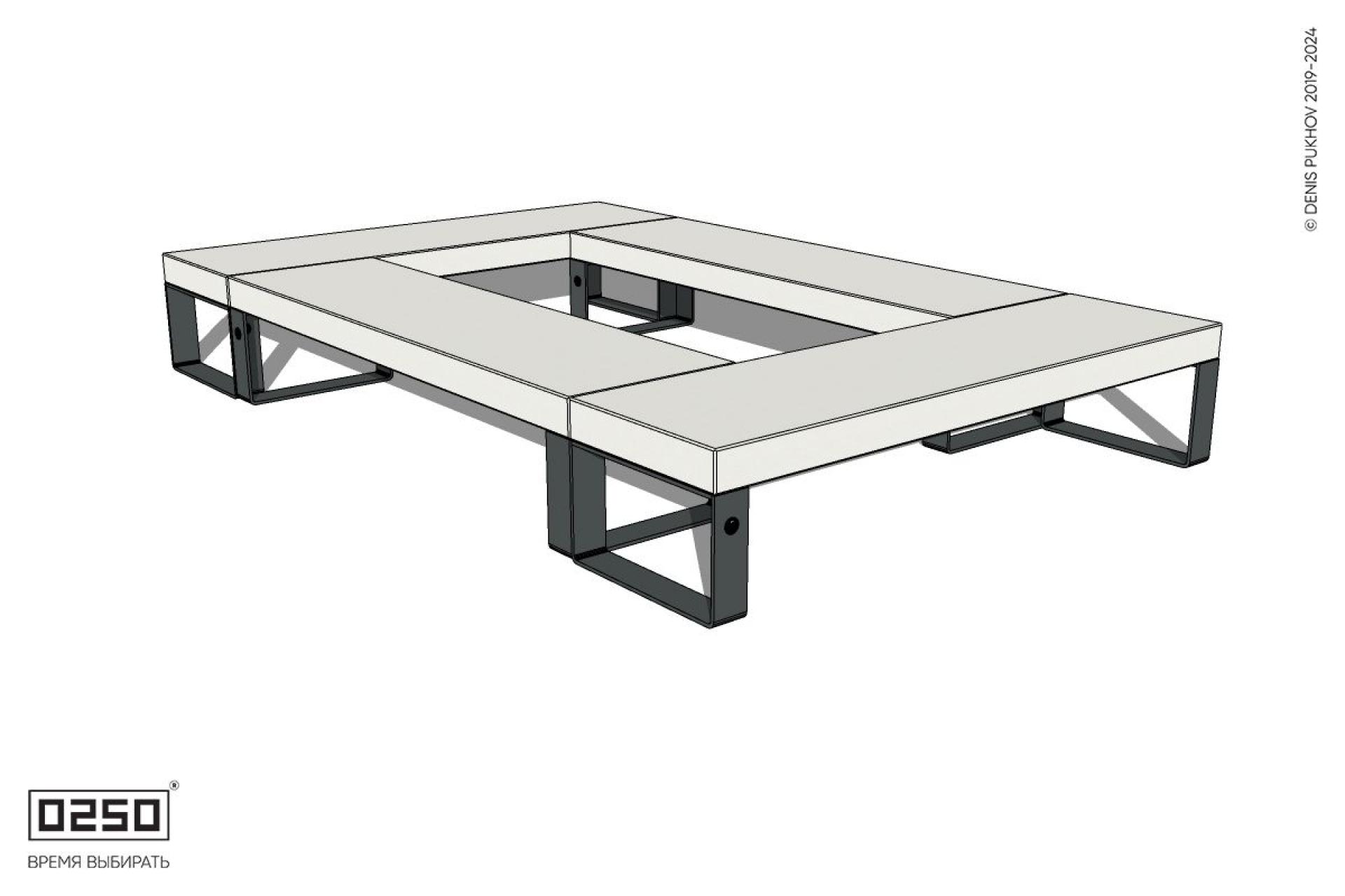 Уличная Бетонная четырехугольная скамейка на ножках производство 0250 Уличная Бетонная четырехугольная скамейка на ножках производство 0250