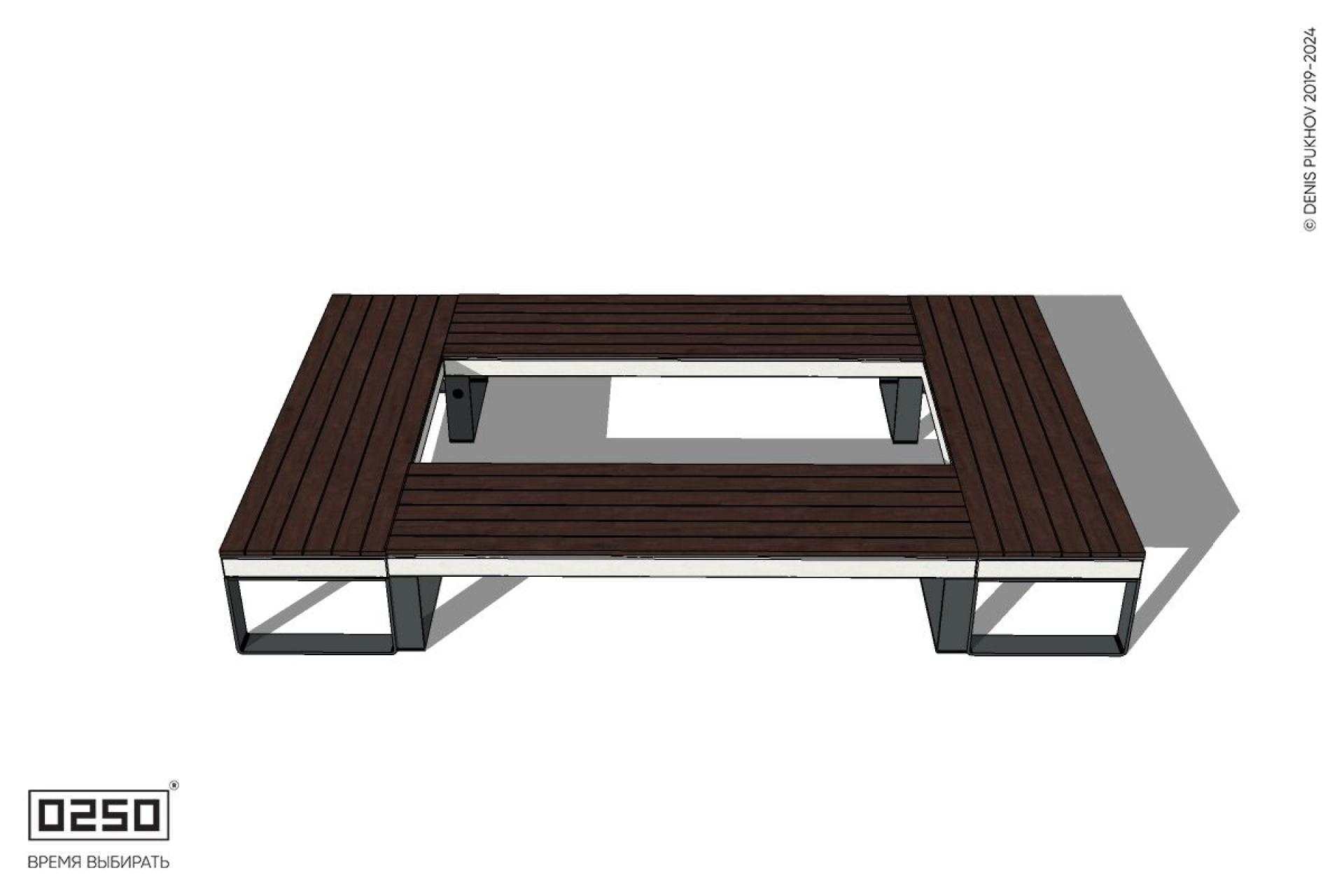 Уличная Четырехугольная скамейка на ножках производство 0250