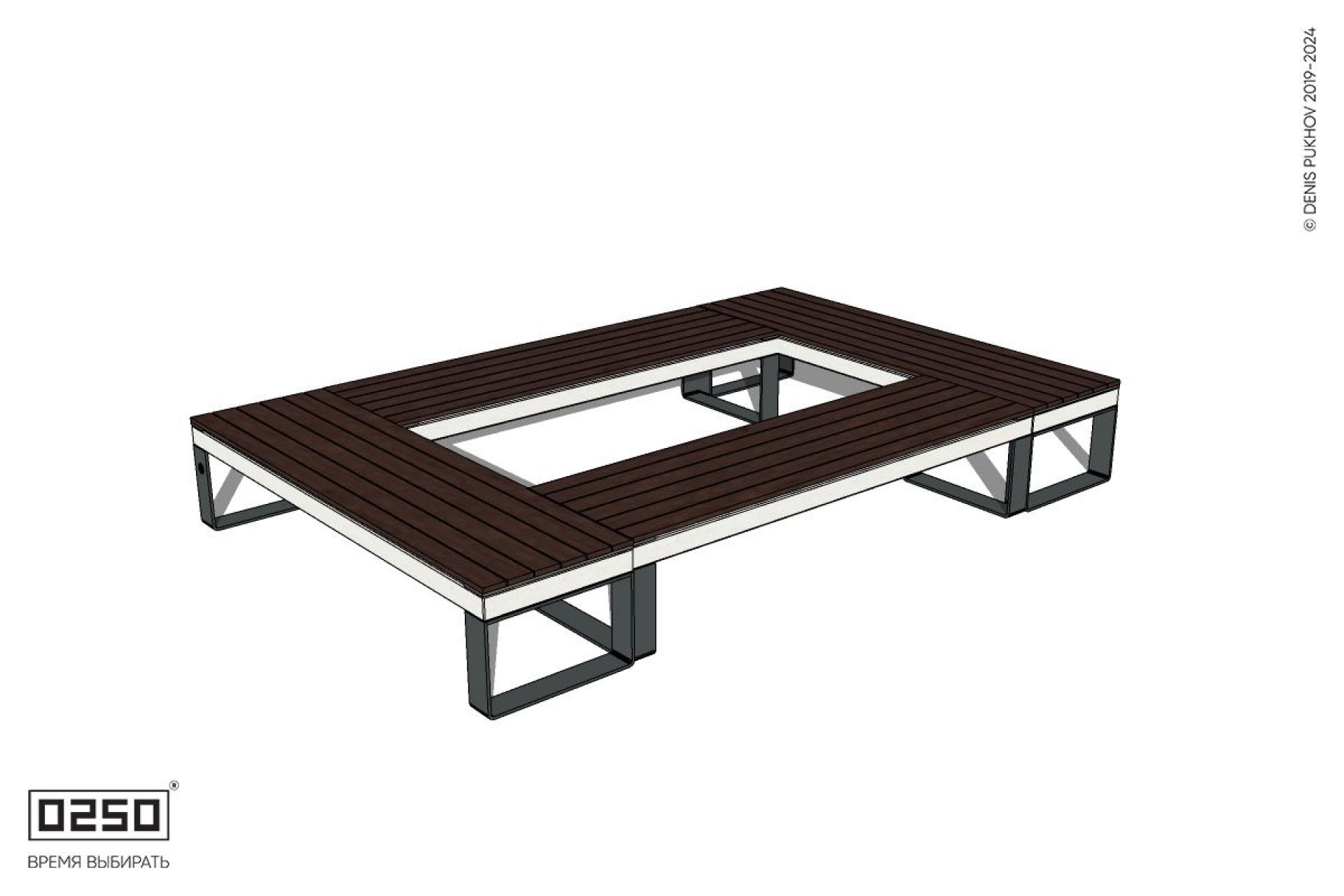 Уличная Четырехугольная скамейка на ножках производство 0250