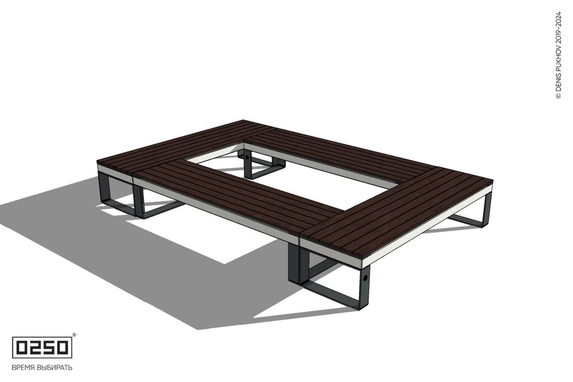 Уличная Четырехугольная скамейка на ножках производство 0250