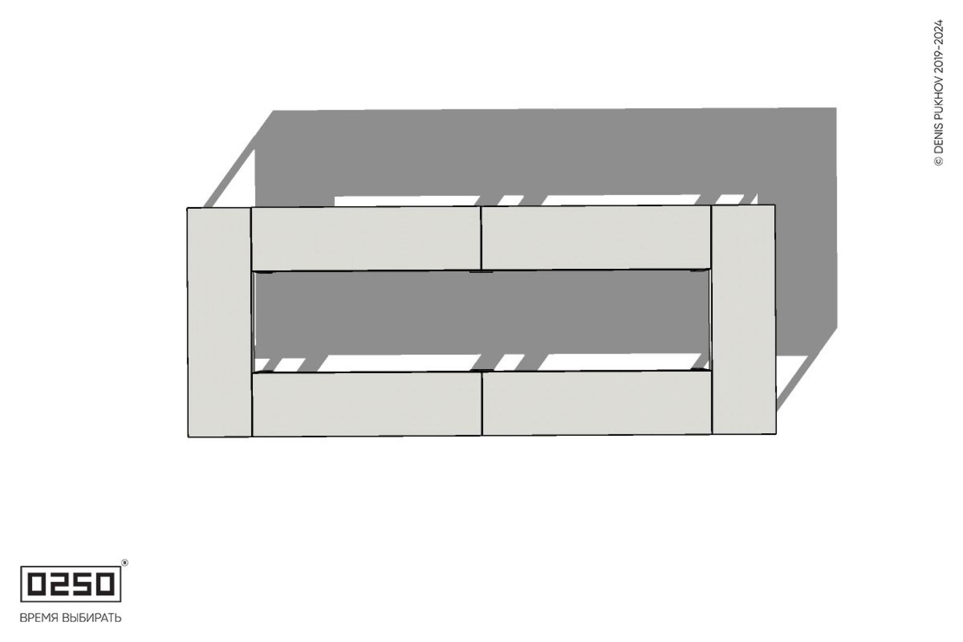 Уличная Бетонная четырехугольная скамейка двухпролетная на ножках производство 0250, module
