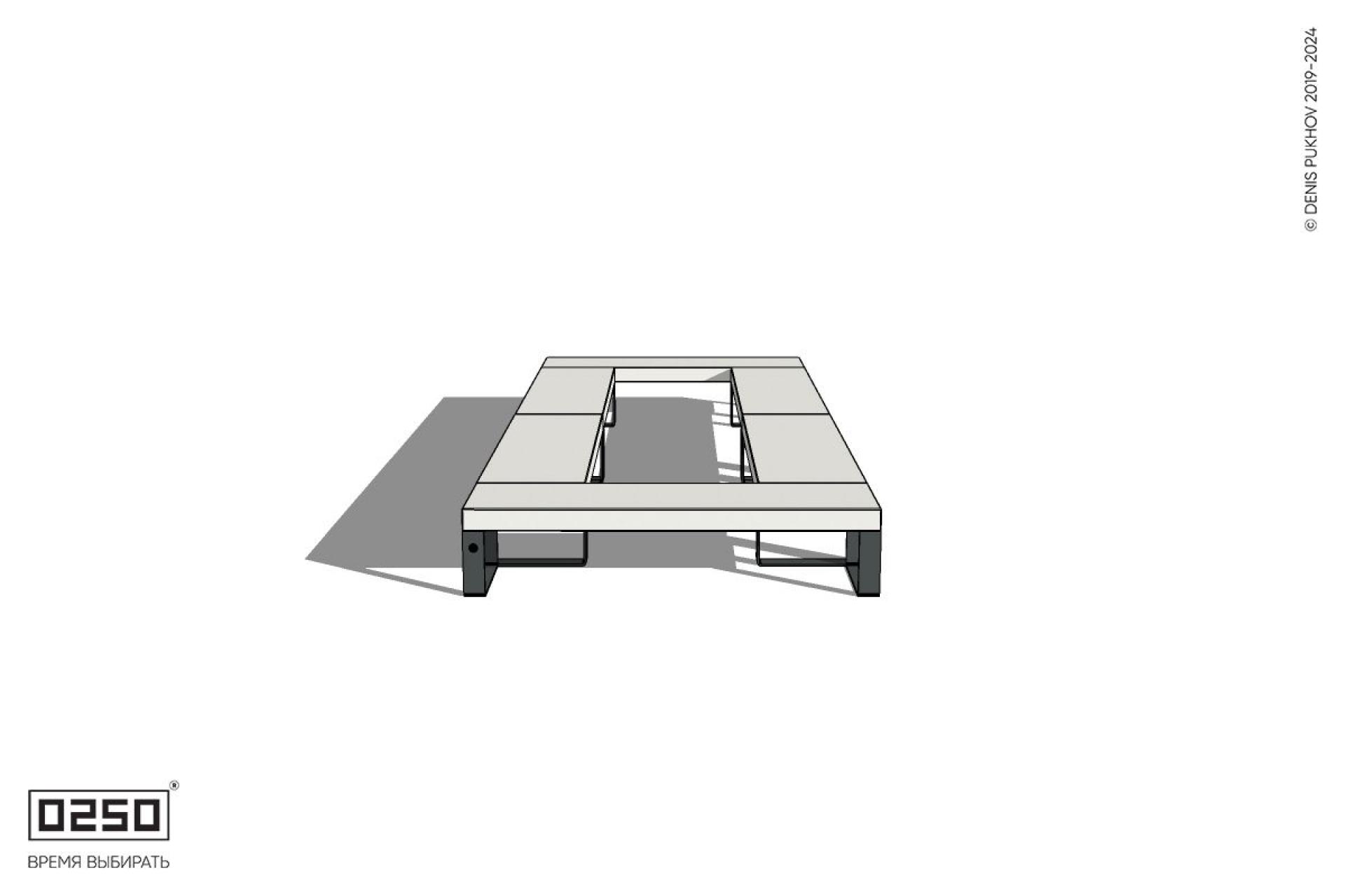 Уличная Бетонная четырехугольная скамейка двухпролетная на ножках производство 0250