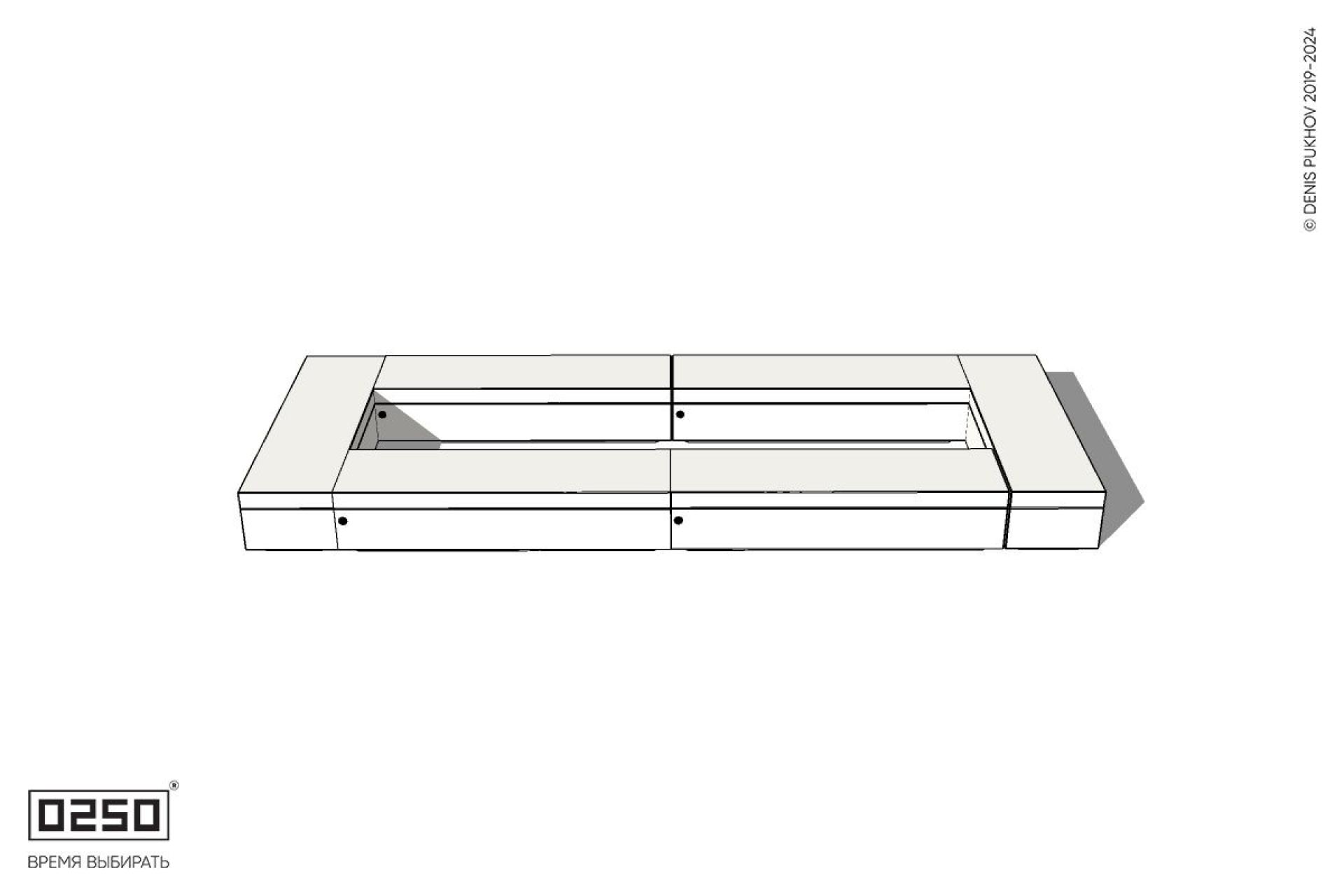 Уличная Бетонная четырехугольная двухпролетная скамейка на блоке производство 0250