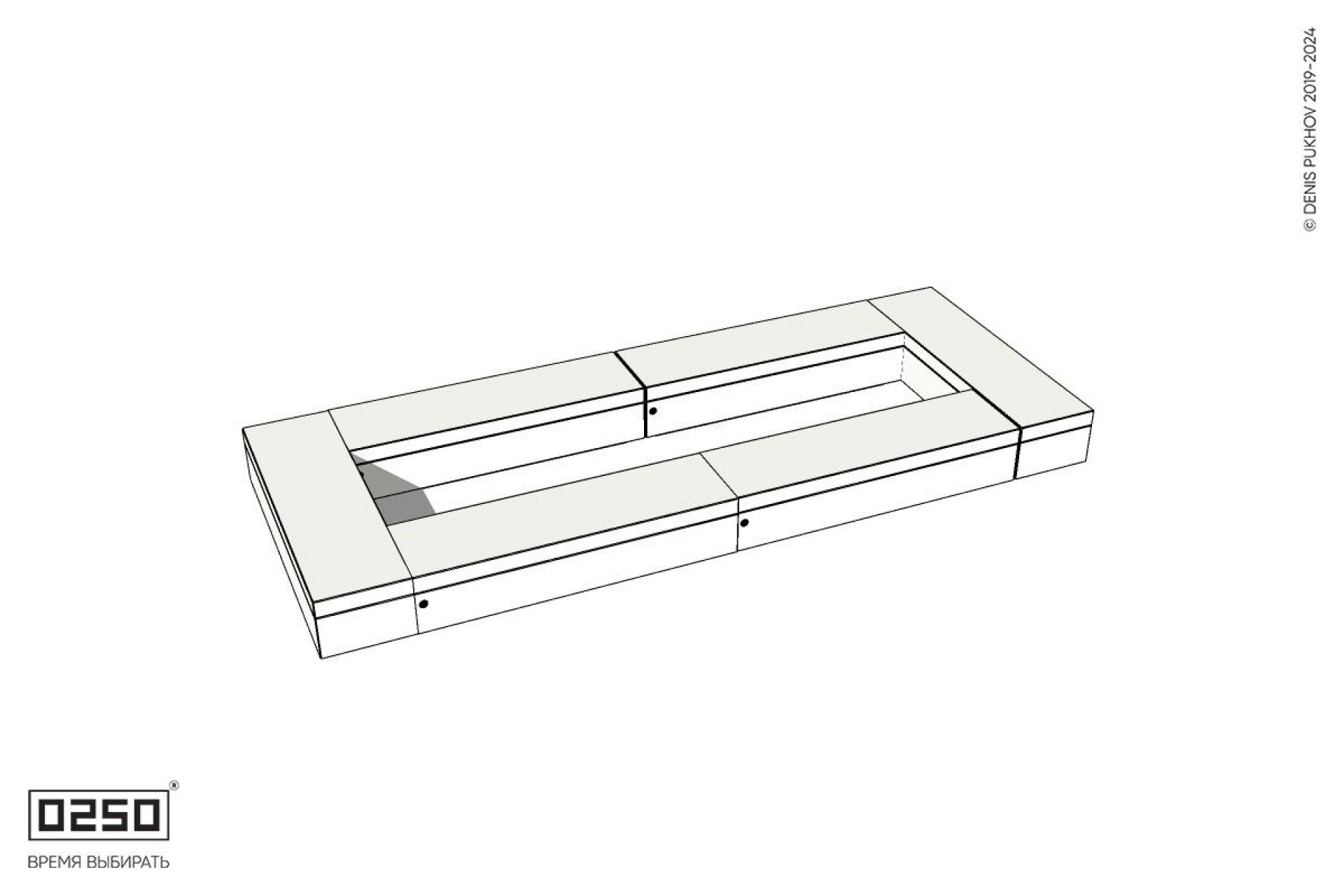 Уличная Бетонная четырехугольная двухпролетная скамейка на блоке производство 0250