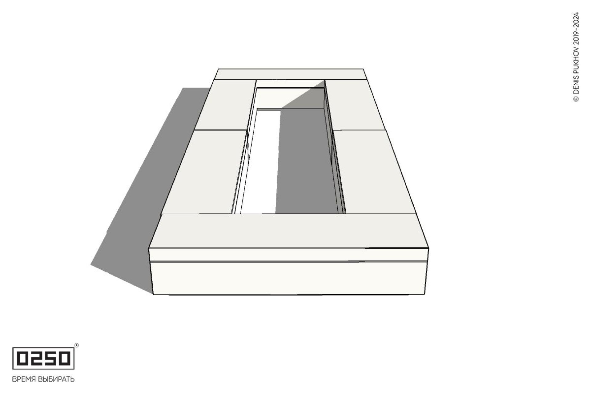 Уличная Бетонная четырехугольная двухпролетная скамейка на блоке производство 0250