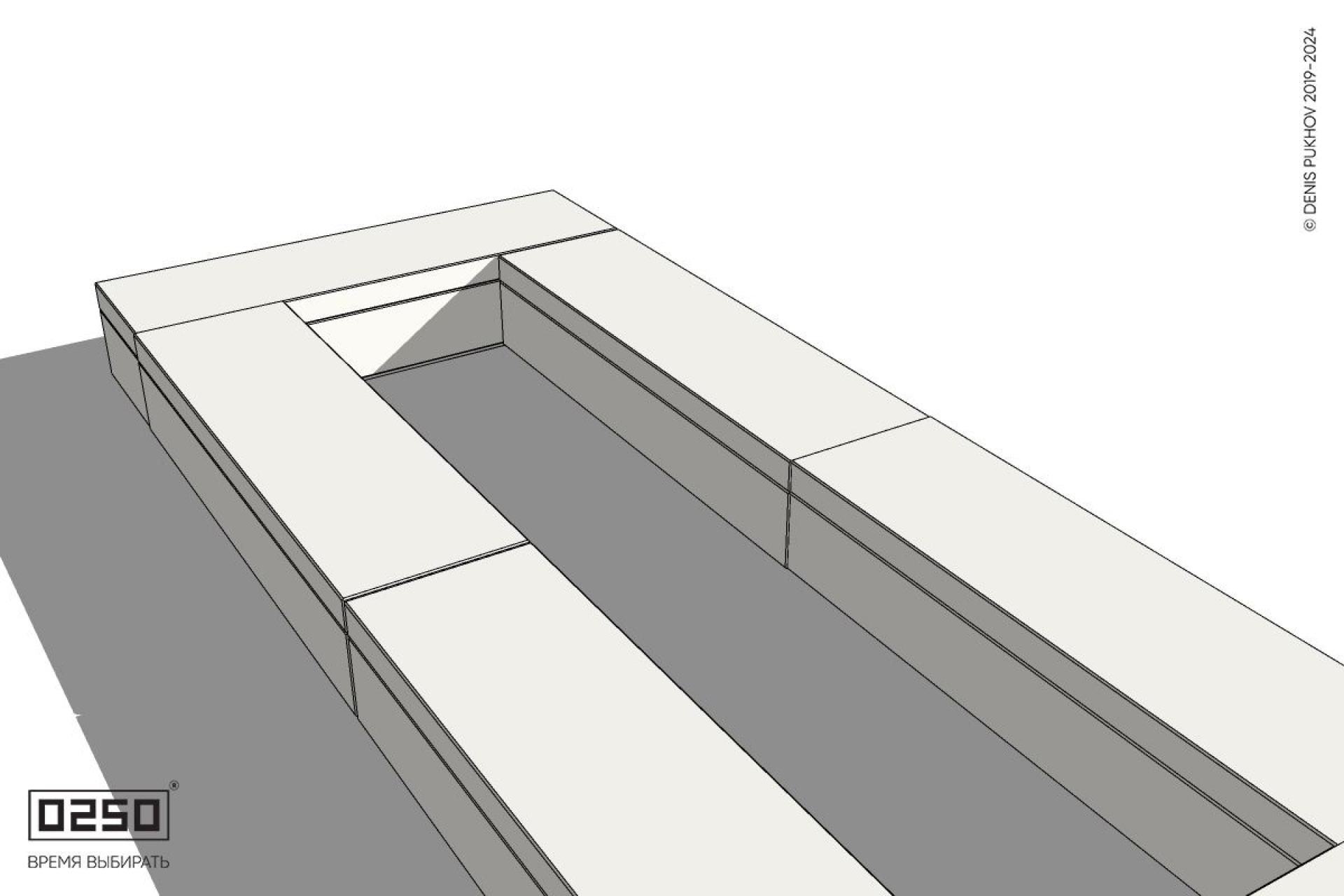 Уличная Бетонная четырехугольная двухпролетная скамейка на блоке производство 0250
