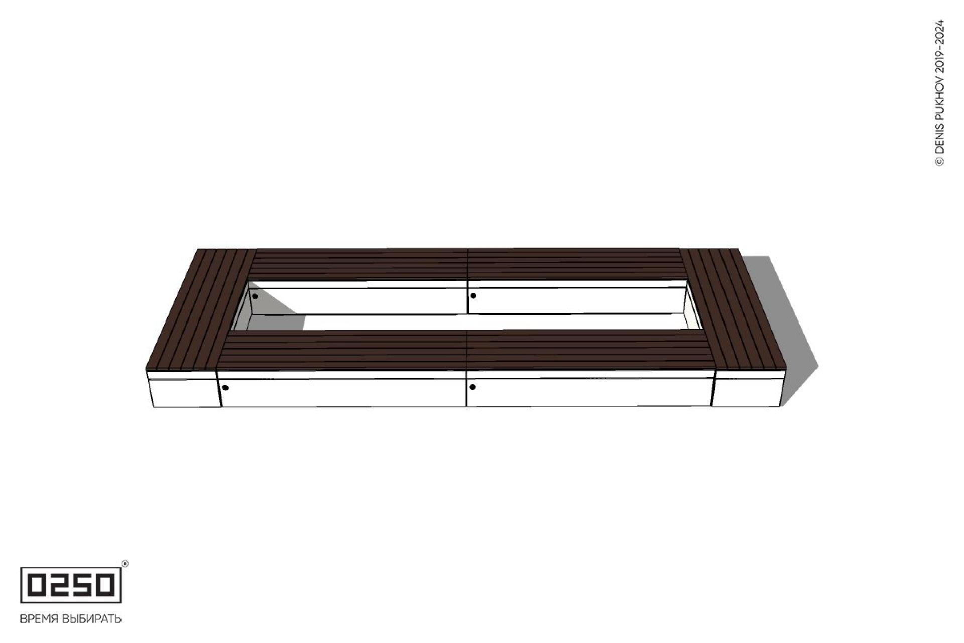 Уличная Четырехугольная скамейка двухпролетная на блоке производство 0250 Уличная Четырехугольная скамейка двухпролетная на блоке производство 0250