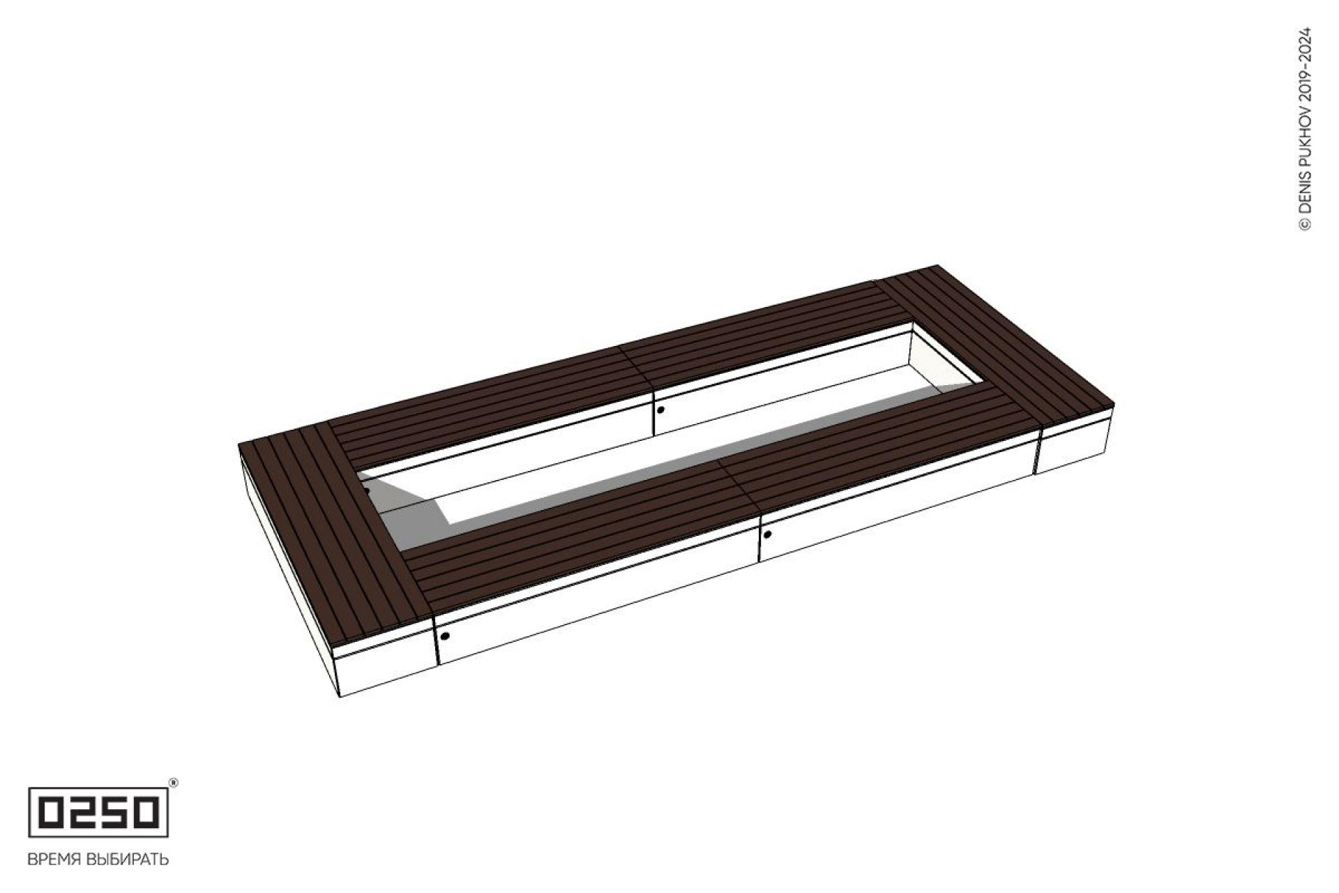 Уличная Четырехугольная скамейка двухпролетная на блоке производство 0250 Уличная Четырехугольная скамейка двухпролетная на блоке производство 0250