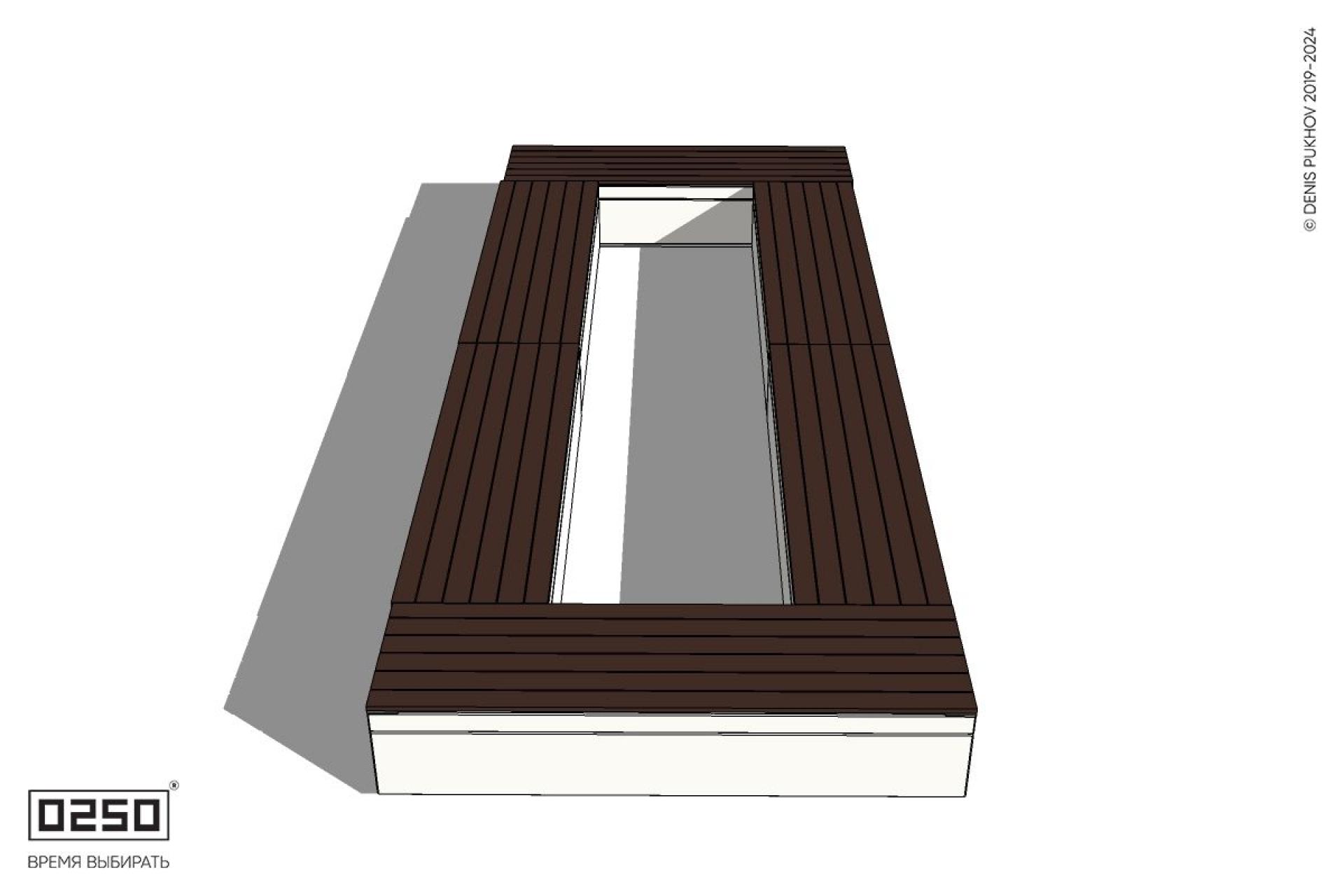 Уличная Четырехугольная скамейка двухпролетная на блоке производство 0250 Уличная Четырехугольная скамейка двухпролетная на блоке производство 0250
