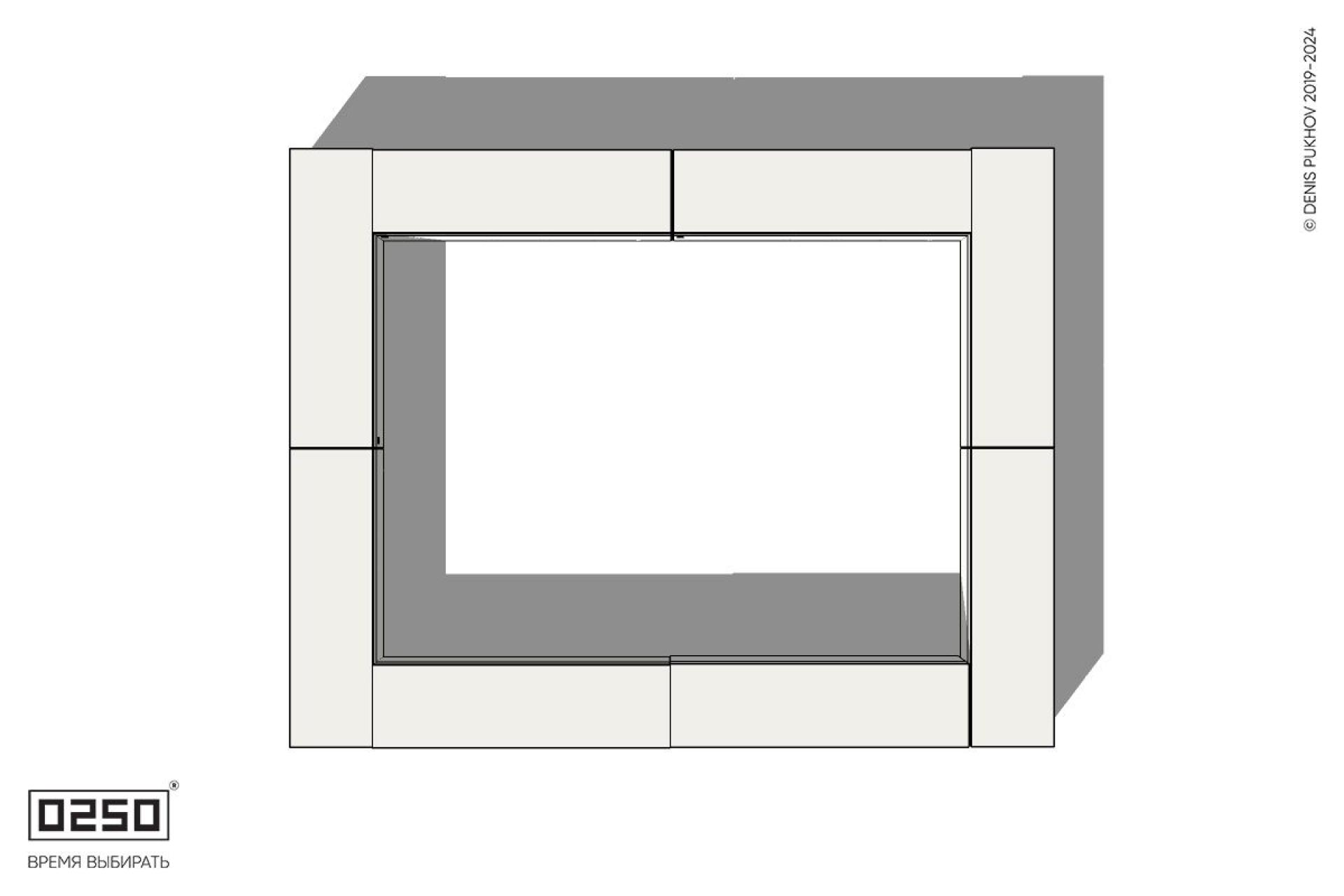Уличная Бетонная четырехугольная двухпролетная скамейка  с двух-фасадной шириной на блоке производство 0250, module