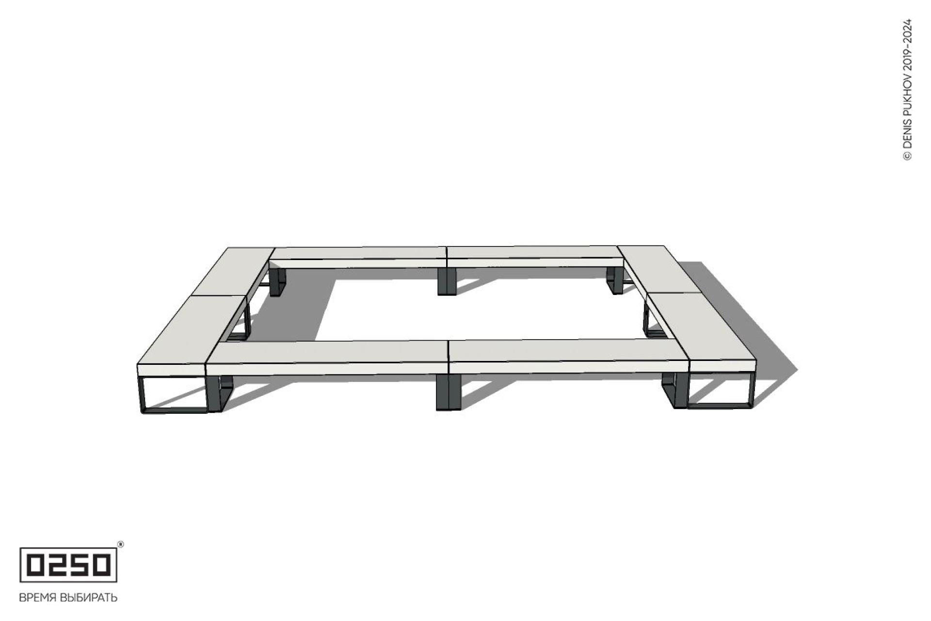 Уличная Бетонная четырехугольная двухпролетная скамейка с двух-фасадной шириной на ножках производство 0250 Уличная Бетонная четырехугольная двухпролетная скамейка с двух-фасадной шириной на ножках производство 0250