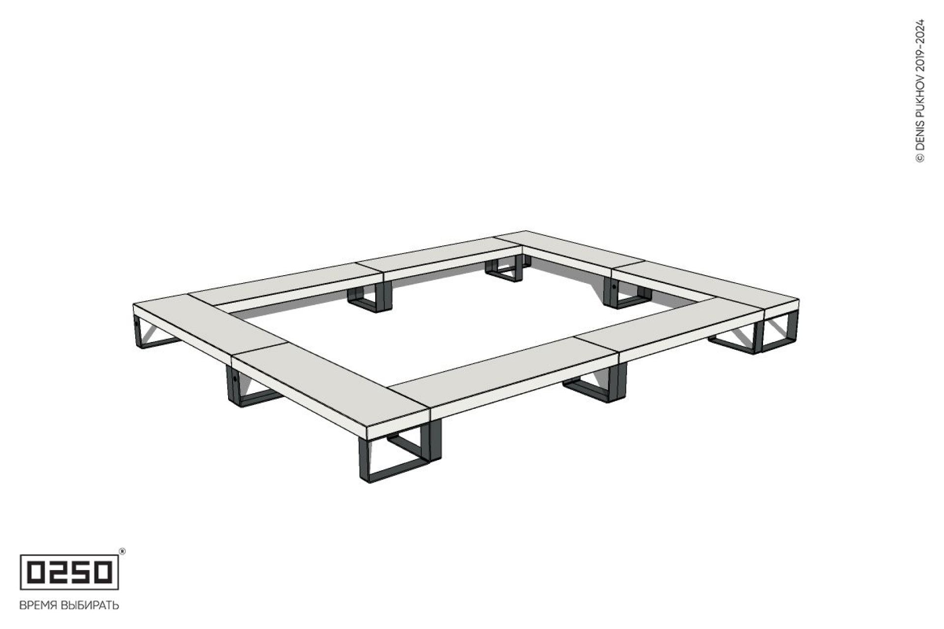 Уличная Бетонная четырехугольная двухпролетная скамейка с двух-фасадной шириной на ножках производство 0250 Уличная Бетонная четырехугольная двухпролетная скамейка с двух-фасадной шириной на ножках производство 0250