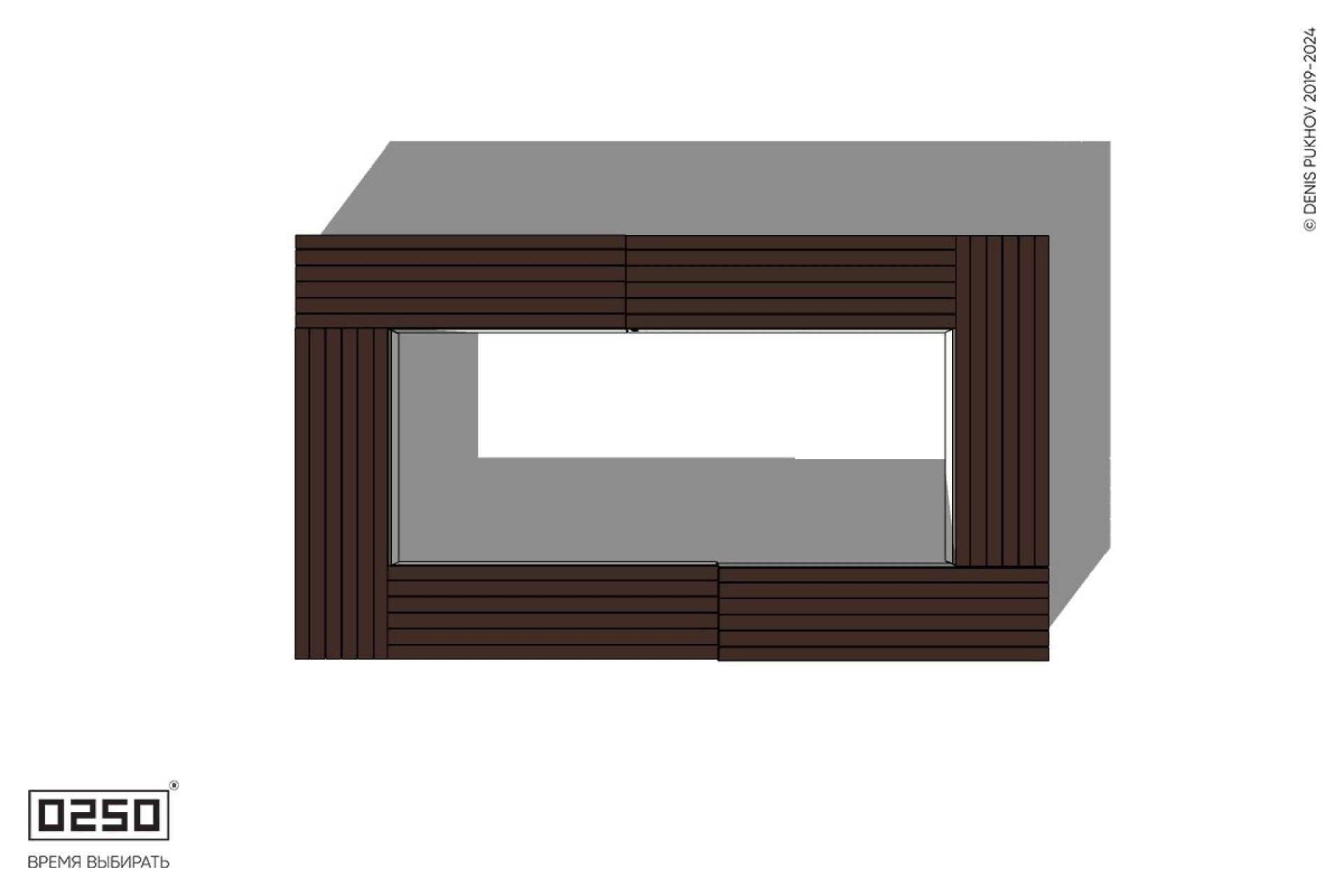 Уличная Четырехугольная скамейка двухпролетная с фасадно-торцевой шириной  на блоке производство 0250, module