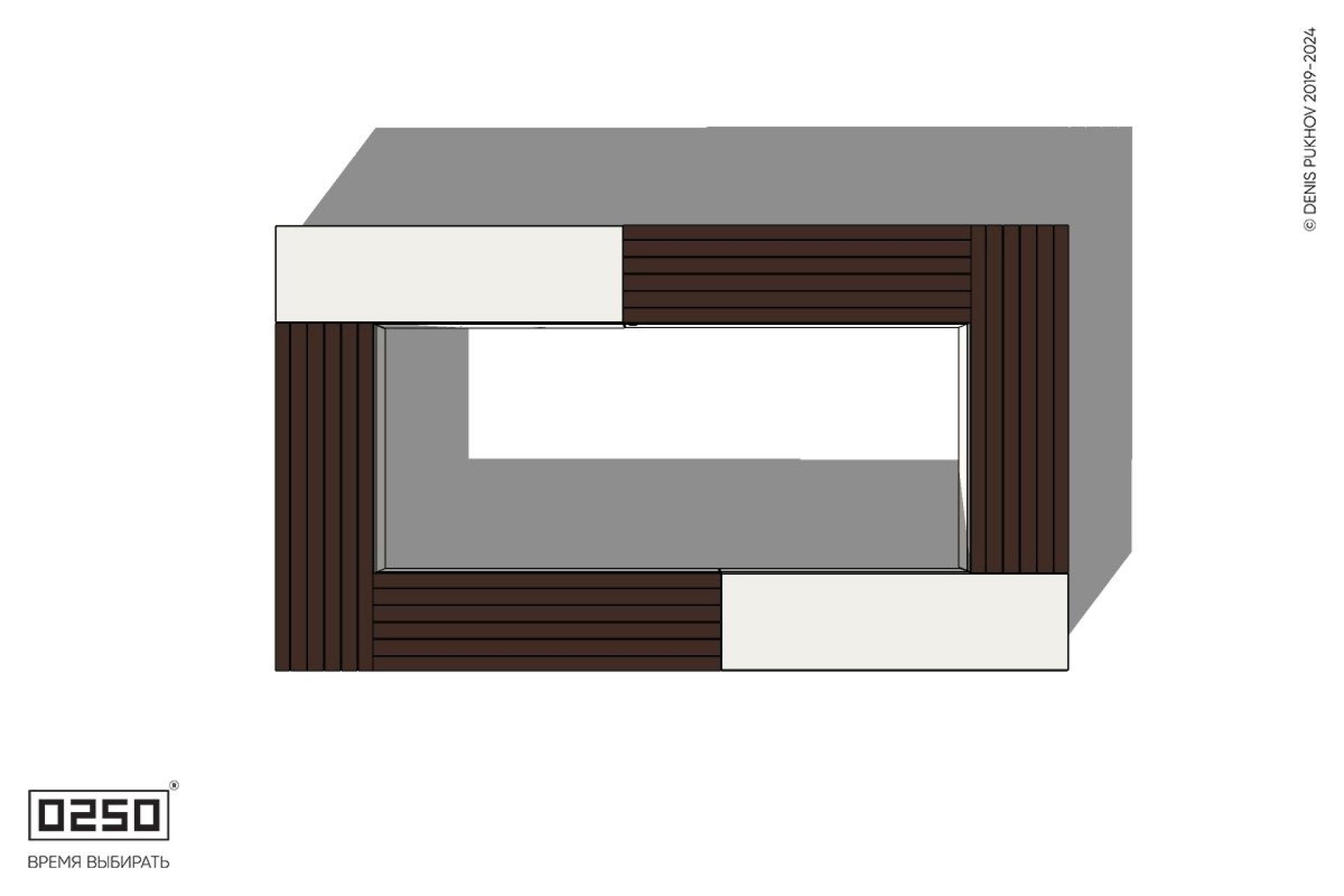 Уличная Четырехугольная скамейка двухпролетная с комбинированным настилом  на блоке производство 0250, module