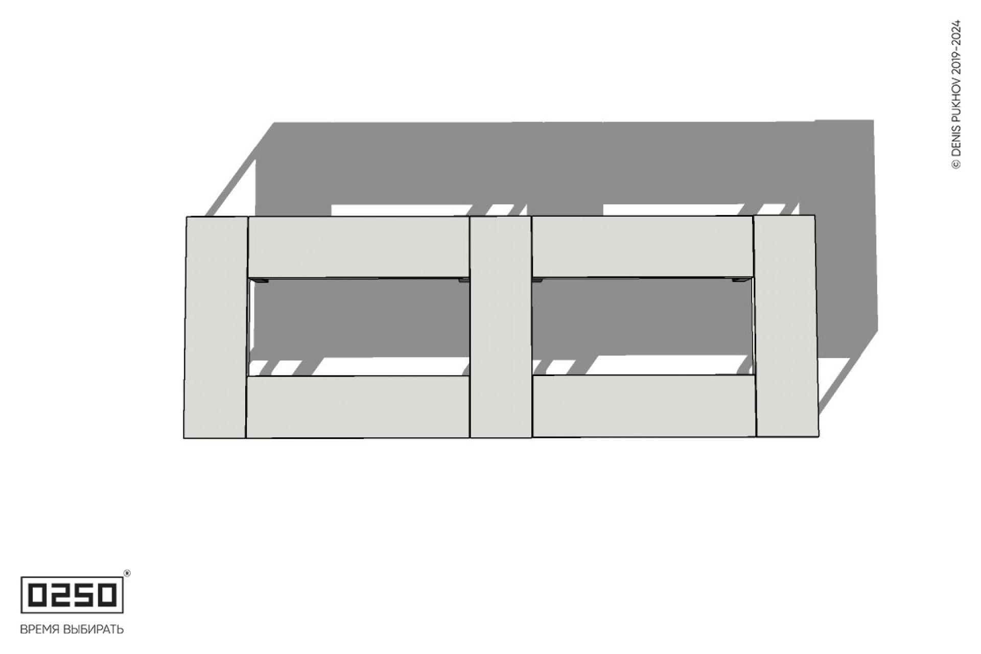 Уличная Бетонная четырехугольная скамейка двухпролетная ячеистая на ножках производство 0250, module