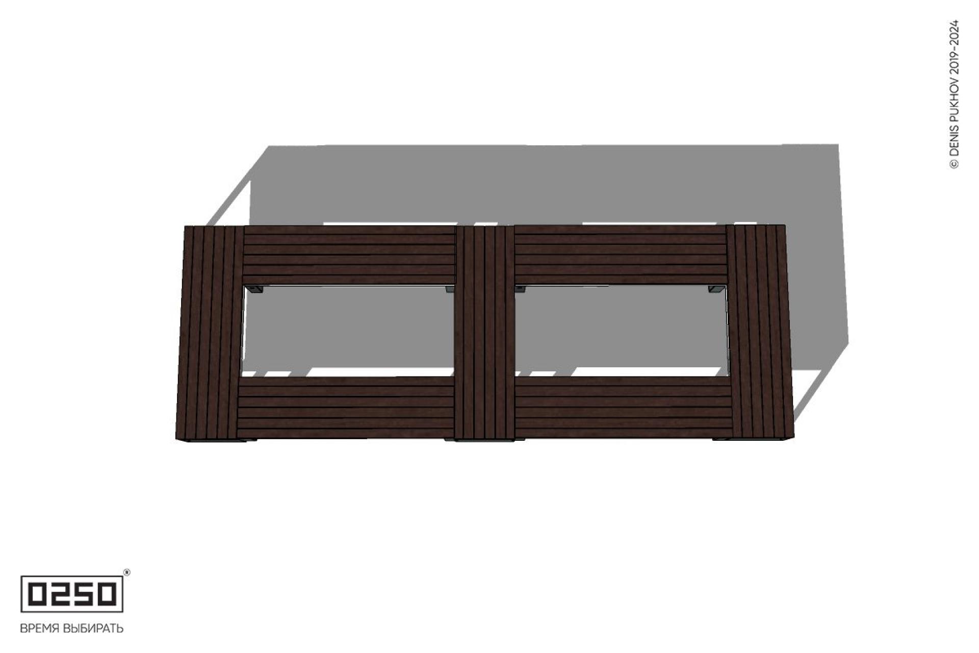 Четырехугольная скамейка двухпролетная ячеистая на ножках Уличная Четырехугольная скамейка двухпролетная ячеистая на ножках производство 0250, module