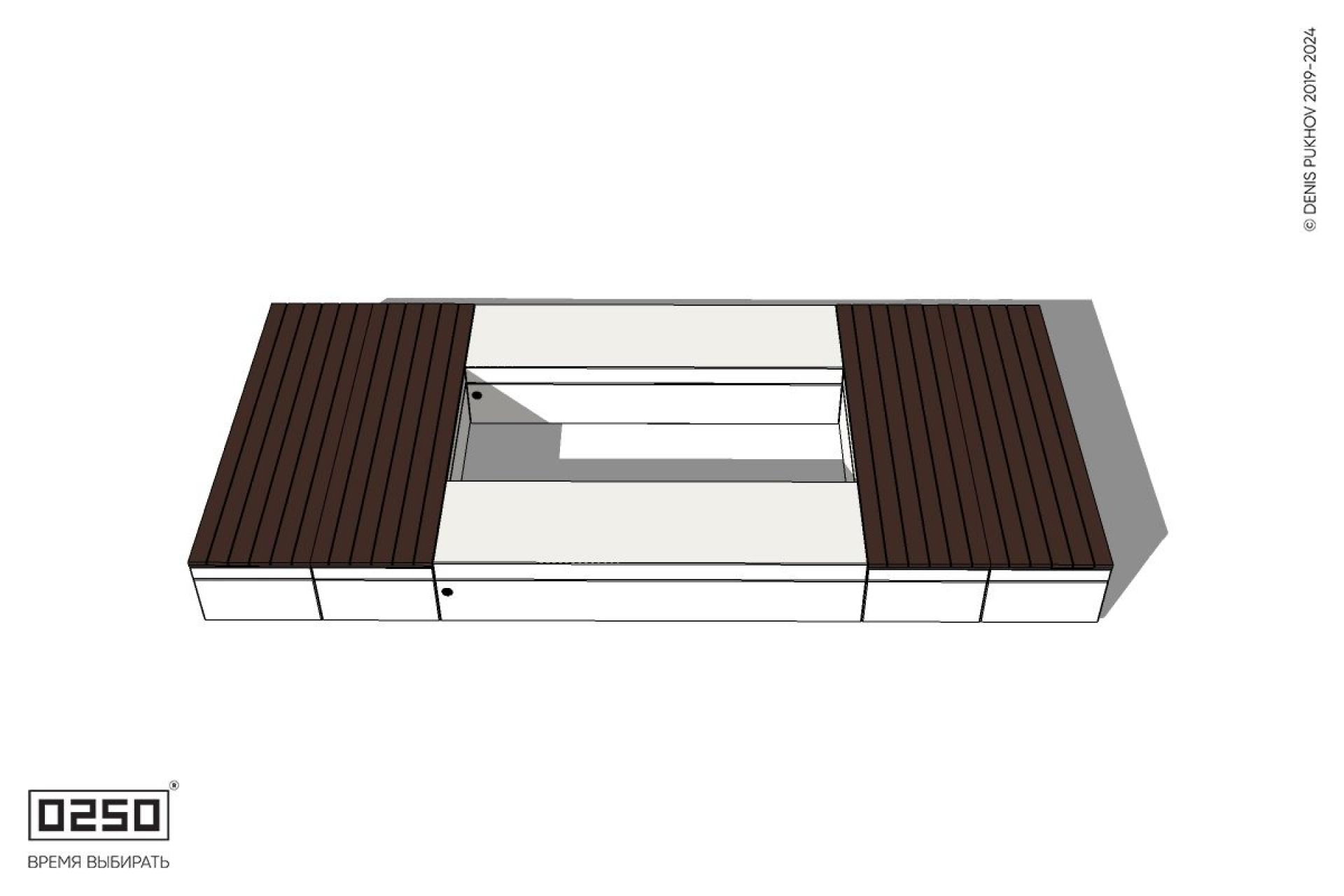 Уличная Скамейка четырехугольная с двухрядной шириной и комбинированным настилом на блоке производство 0250