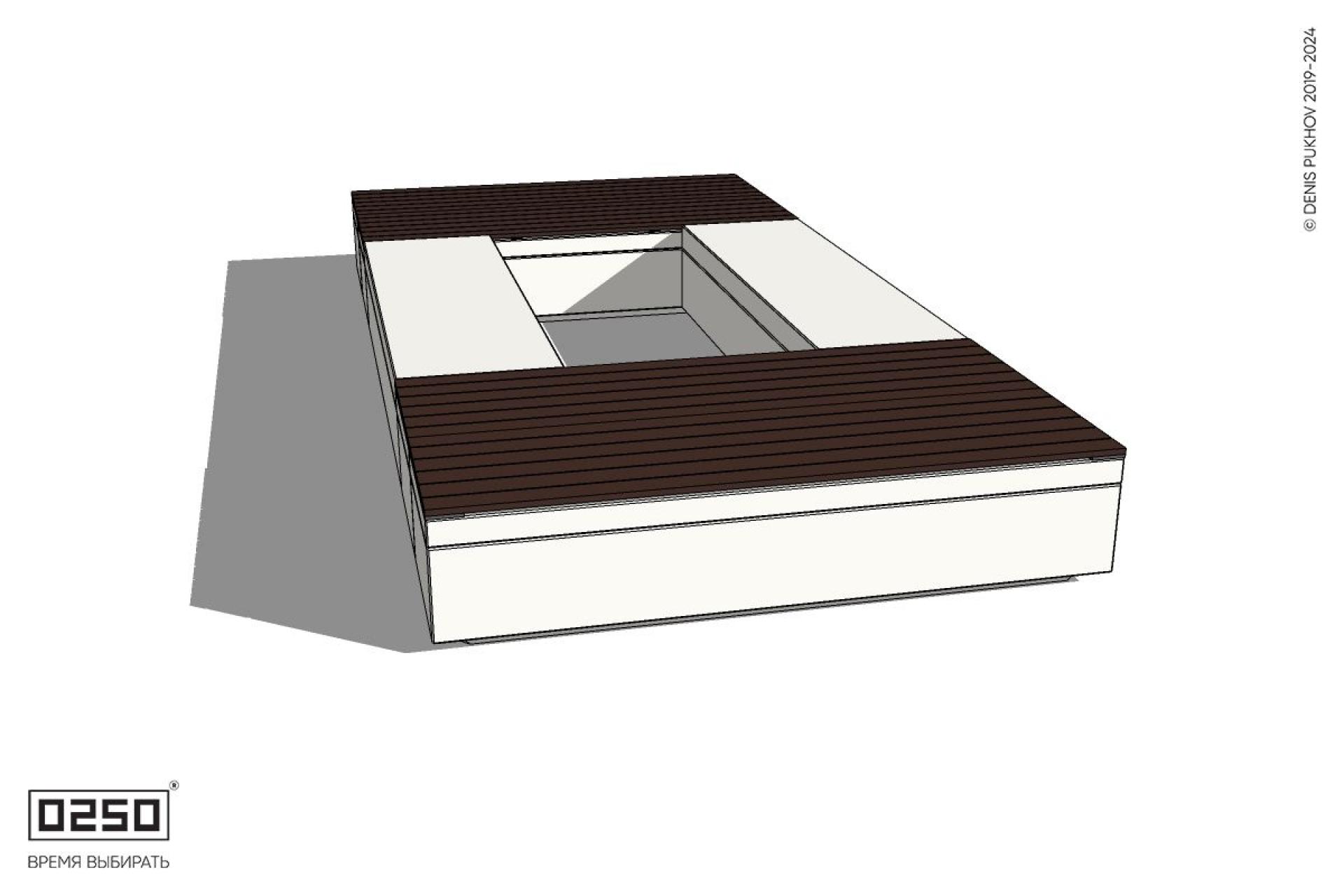 Уличная Скамейка четырехугольная с двухрядной шириной и комбинированным настилом на блоке производство 0250