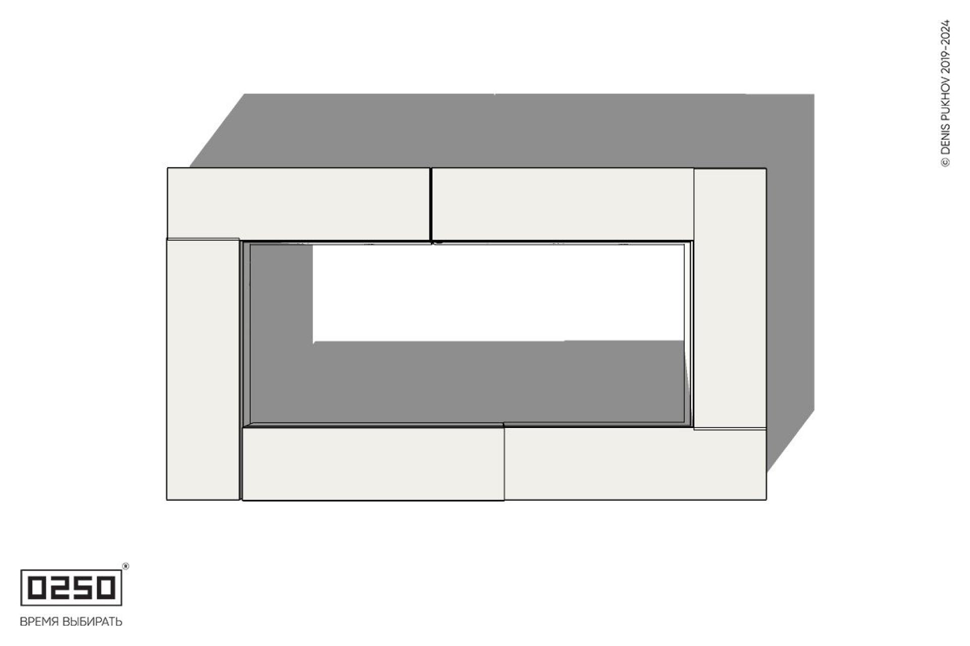 Уличная Бетонная четырехугольная скамейка с фасадно-торцевой шириной на блоке производство 0250, module