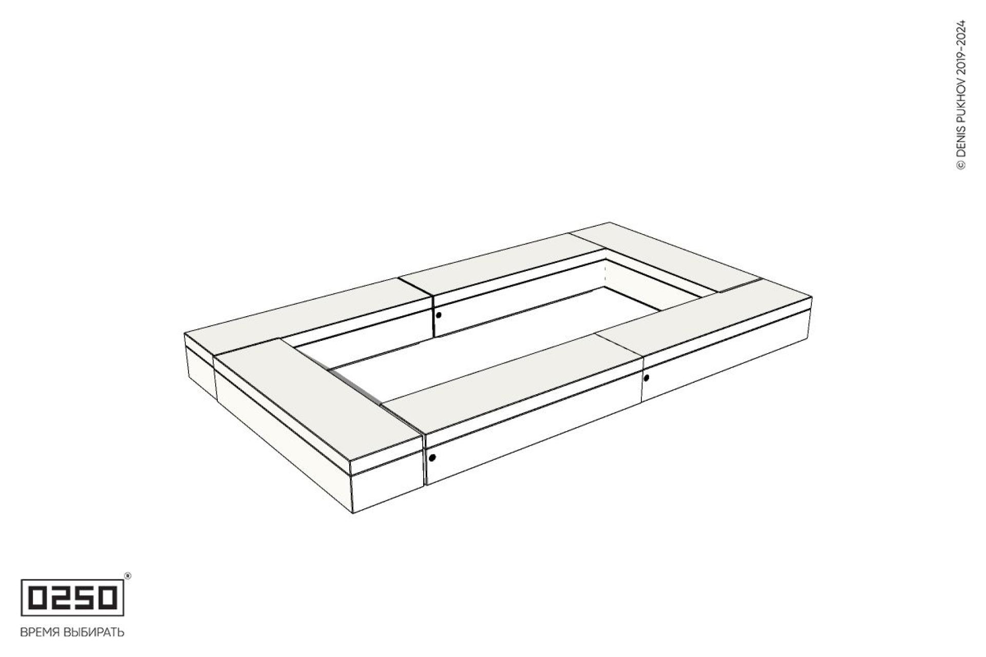 Уличная Бетонная четырехугольная скамейка с фасадно-торцевой шириной на блоке производство 0250