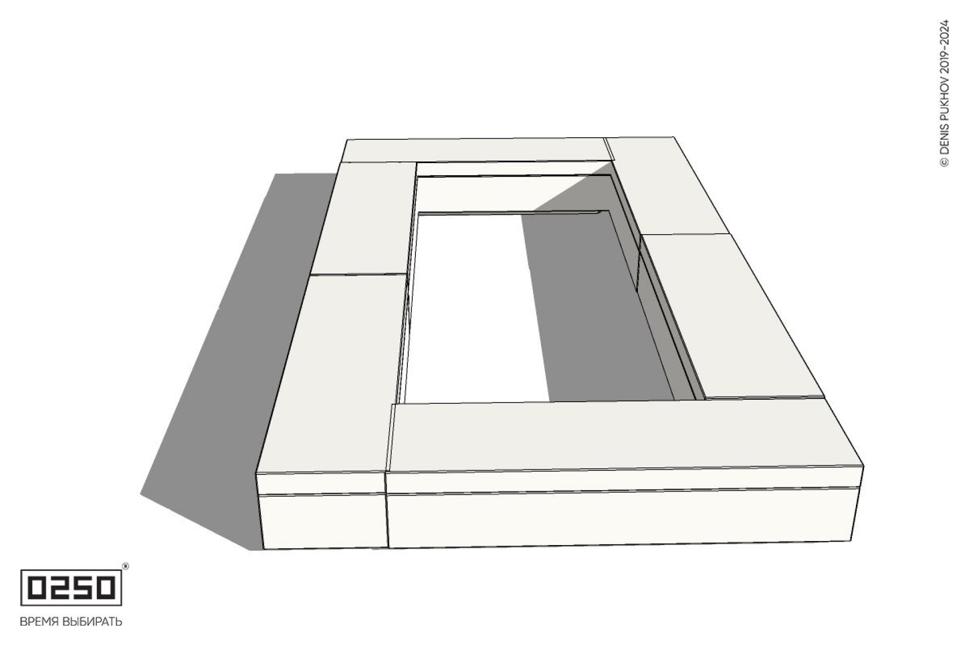 Уличная Бетонная четырехугольная скамейка с фасадно-торцевой шириной на блоке производство 0250