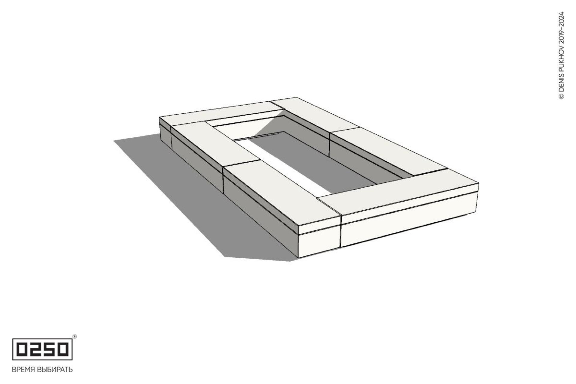 Уличная Бетонная четырехугольная скамейка с фасадно-торцевой шириной на блоке производство 0250