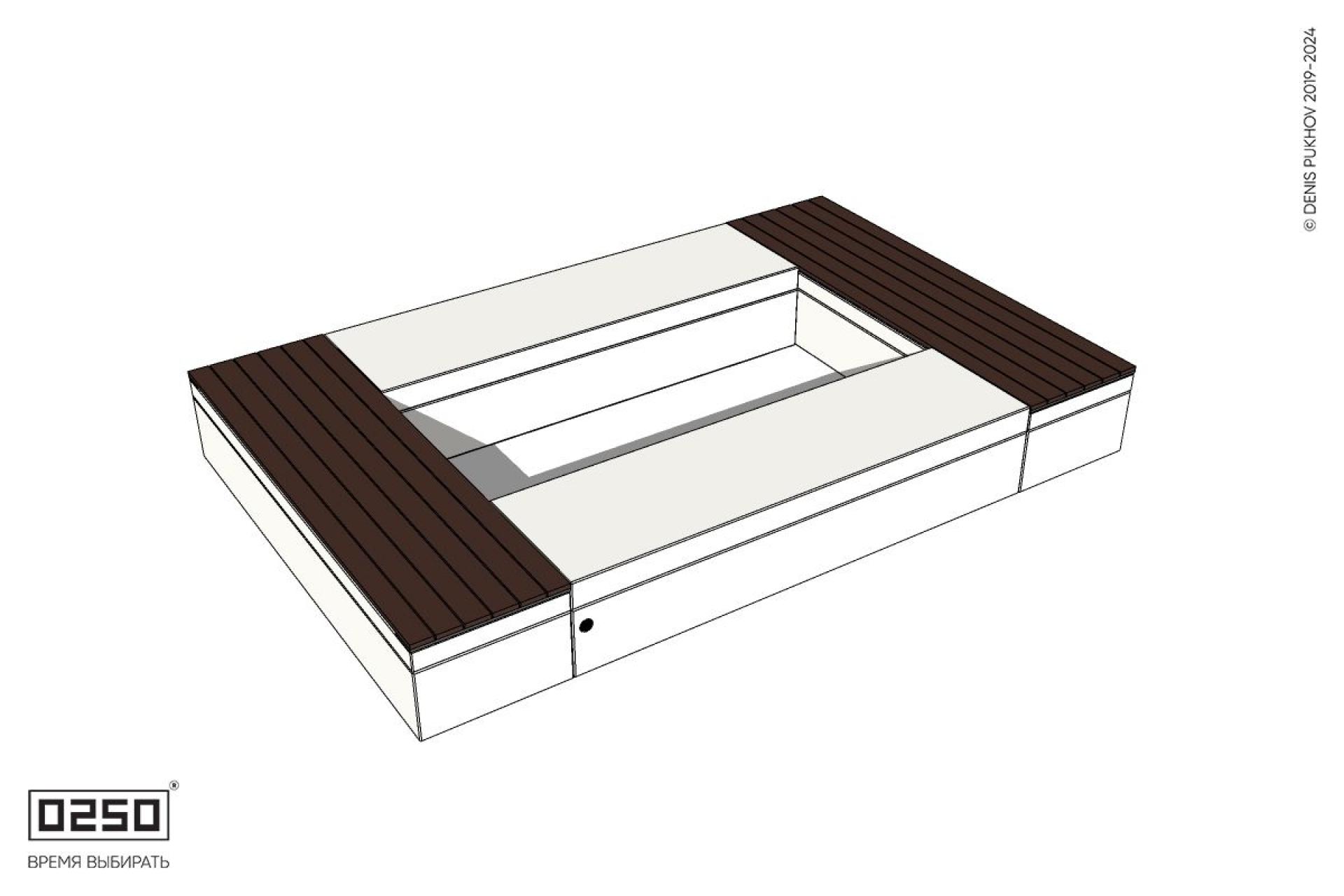 Уличная Четырехугольная скамейка с комбинированным настилом на блоке производство 0250 Уличная Четырехугольная скамейка с комбинированным настилом на блоке производство 0250
