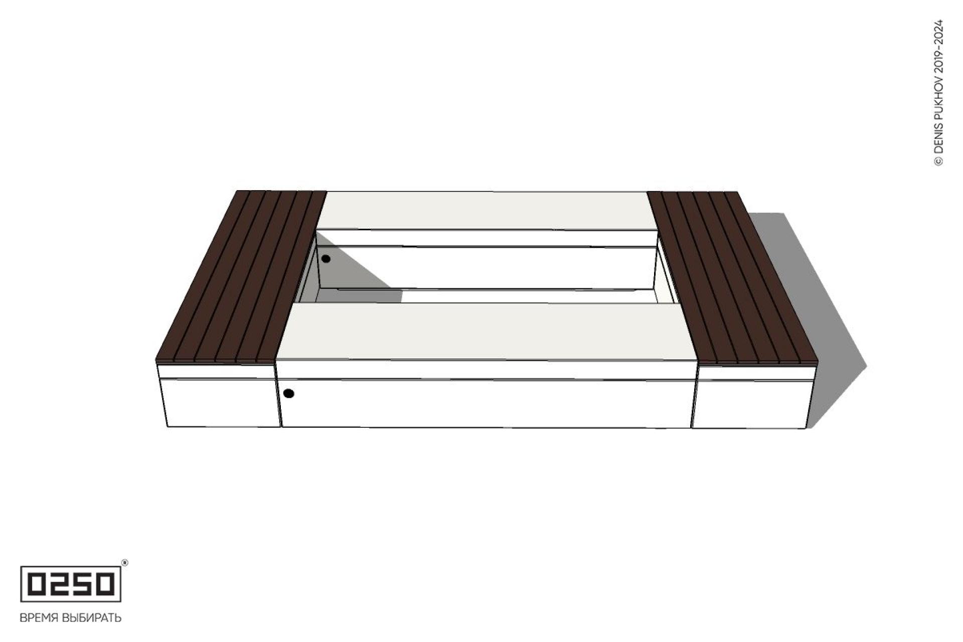 Уличная Четырехугольная скамейка с комбинированным настилом на блоке производство 0250 Уличная Четырехугольная скамейка с комбинированным настилом на блоке производство 0250