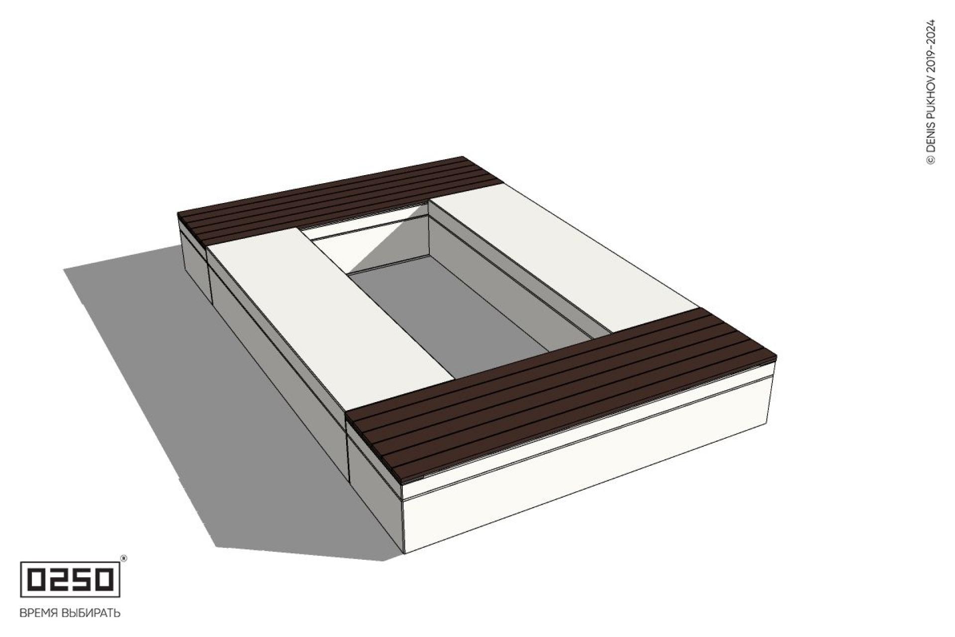 Уличная Четырехугольная скамейка с комбинированным настилом на блоке производство 0250 Уличная Четырехугольная скамейка с комбинированным настилом на блоке производство 0250