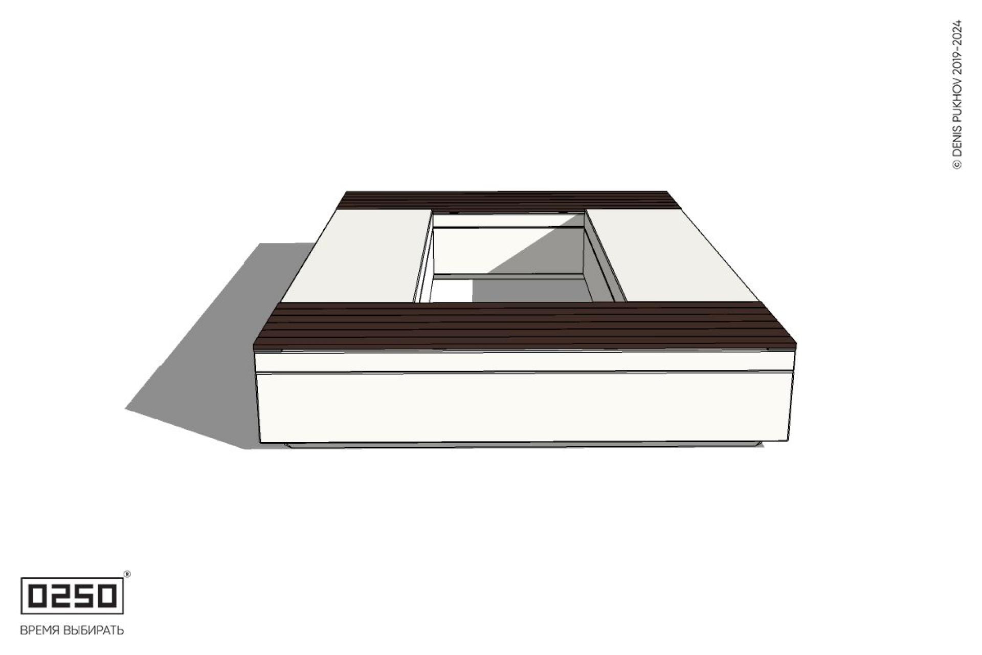 Уличная Четырехугольная скамейка с комбинированным настилом на блоке производство 0250 Уличная Четырехугольная скамейка с комбинированным настилом на блоке производство 0250