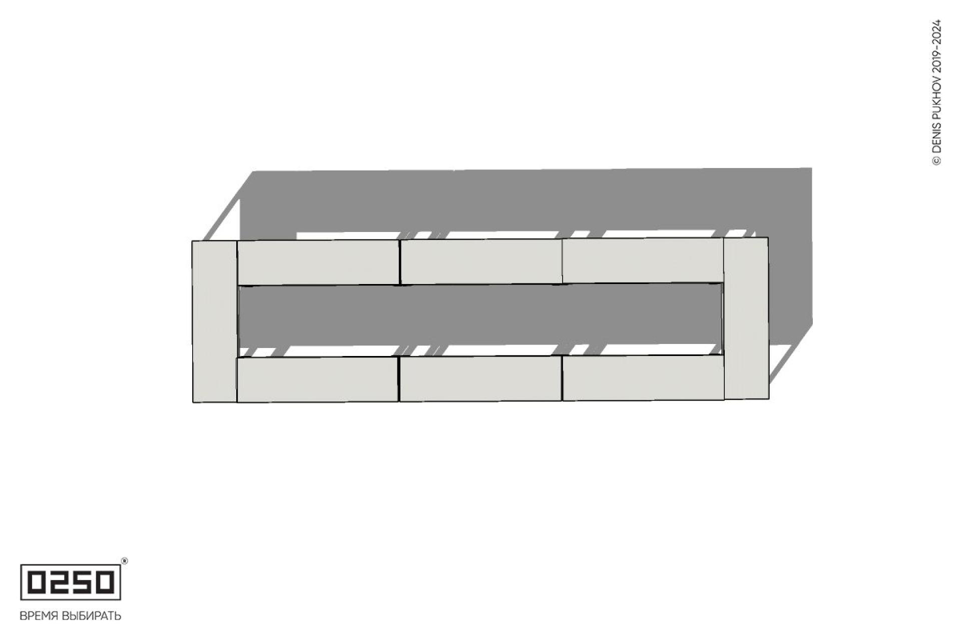 Уличная Бетонная скамейка  четырехугольная трехпролетная на ножках производство 0250, module