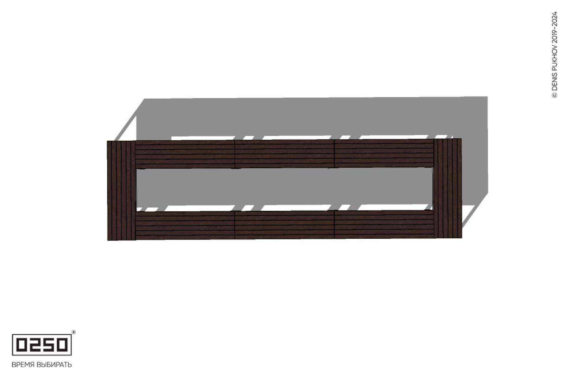 Четырехугольная скамейка трехпролетная на ножках Уличная Четырехугольная скамейка трехпролетная на ножках производство 0250, module