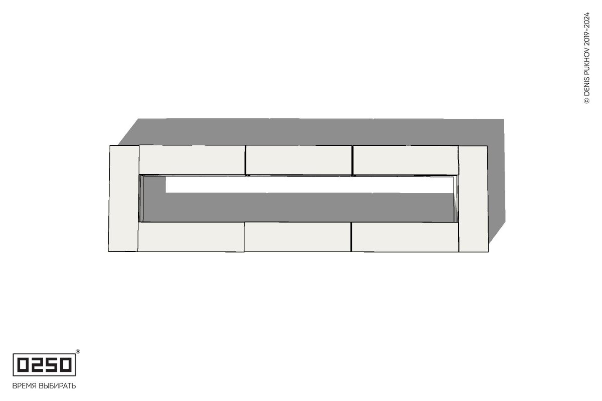 Уличная Бетонная четырехугольная скамейка трехпролетная на блоке производство 0250, module