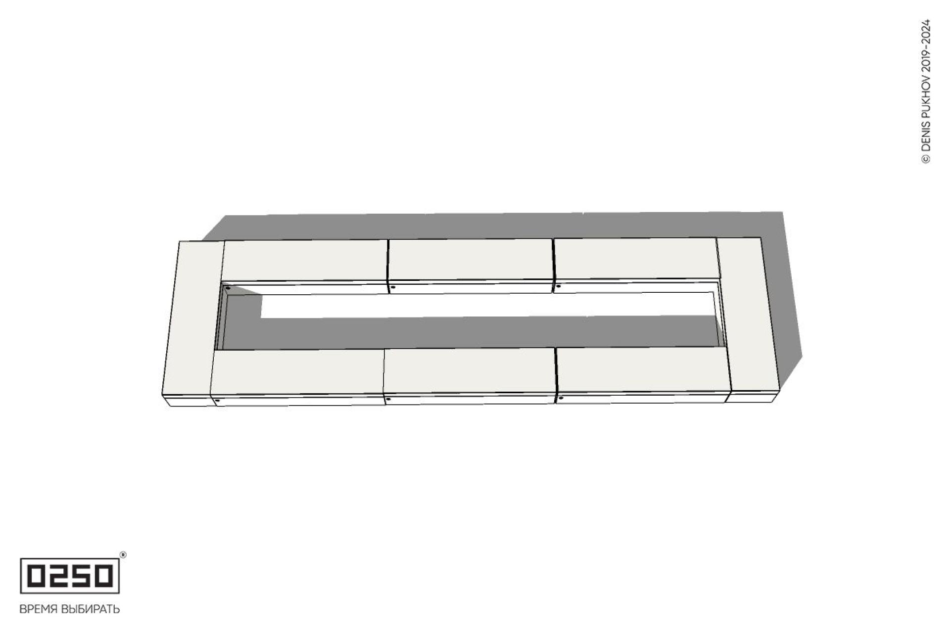 Уличная Бетонная четырехугольная скамейка трехпролетная на блоке производство 0250