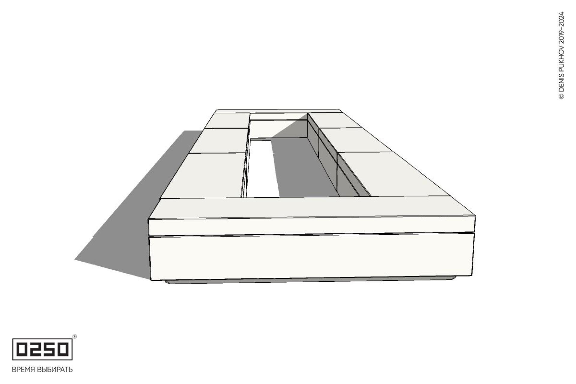 Уличная Бетонная четырехугольная скамейка трехпролетная на блоке производство 0250