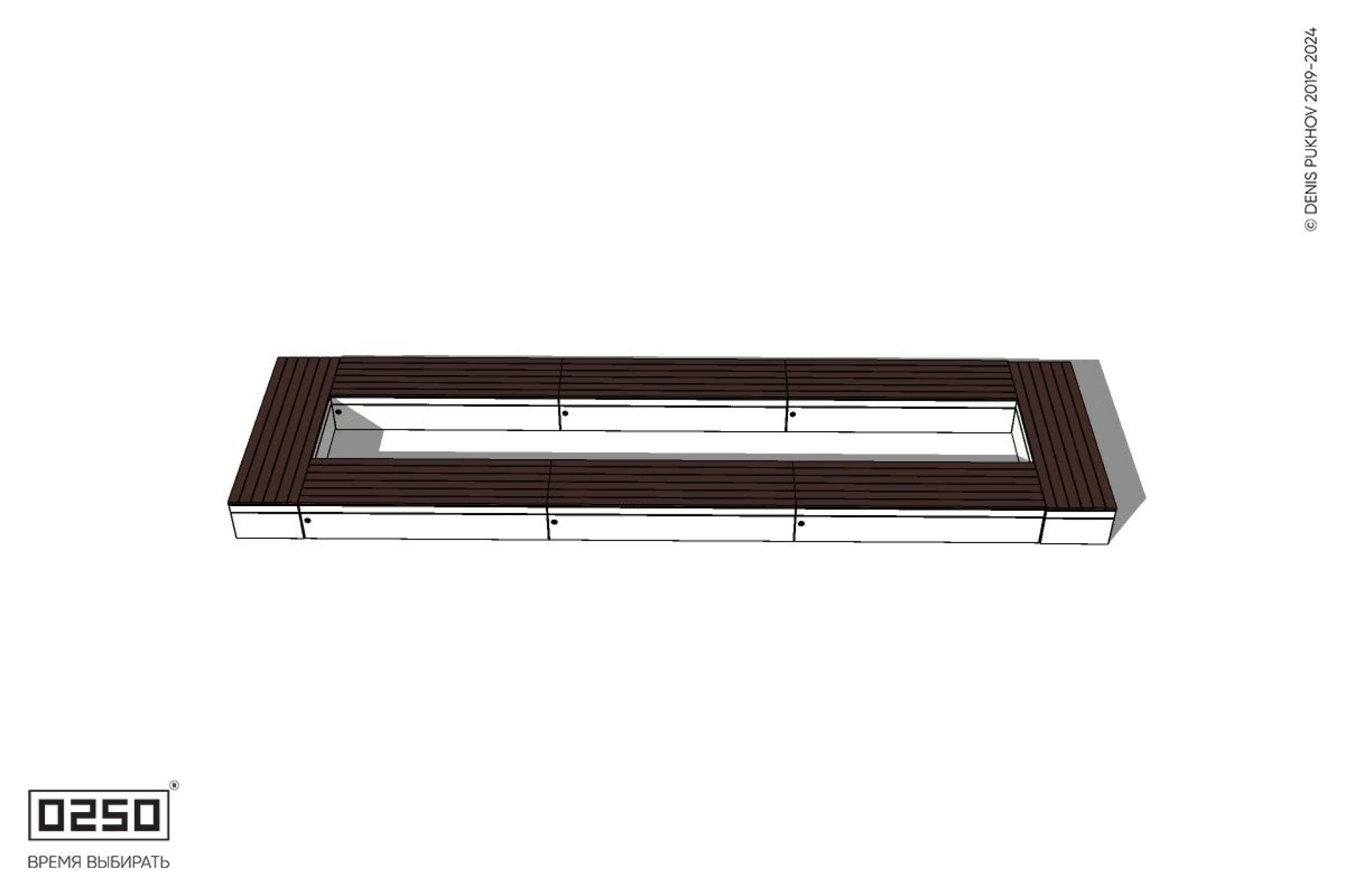 Уличная Четырехугольная скамейка трехпролетная на блоке производство 0250