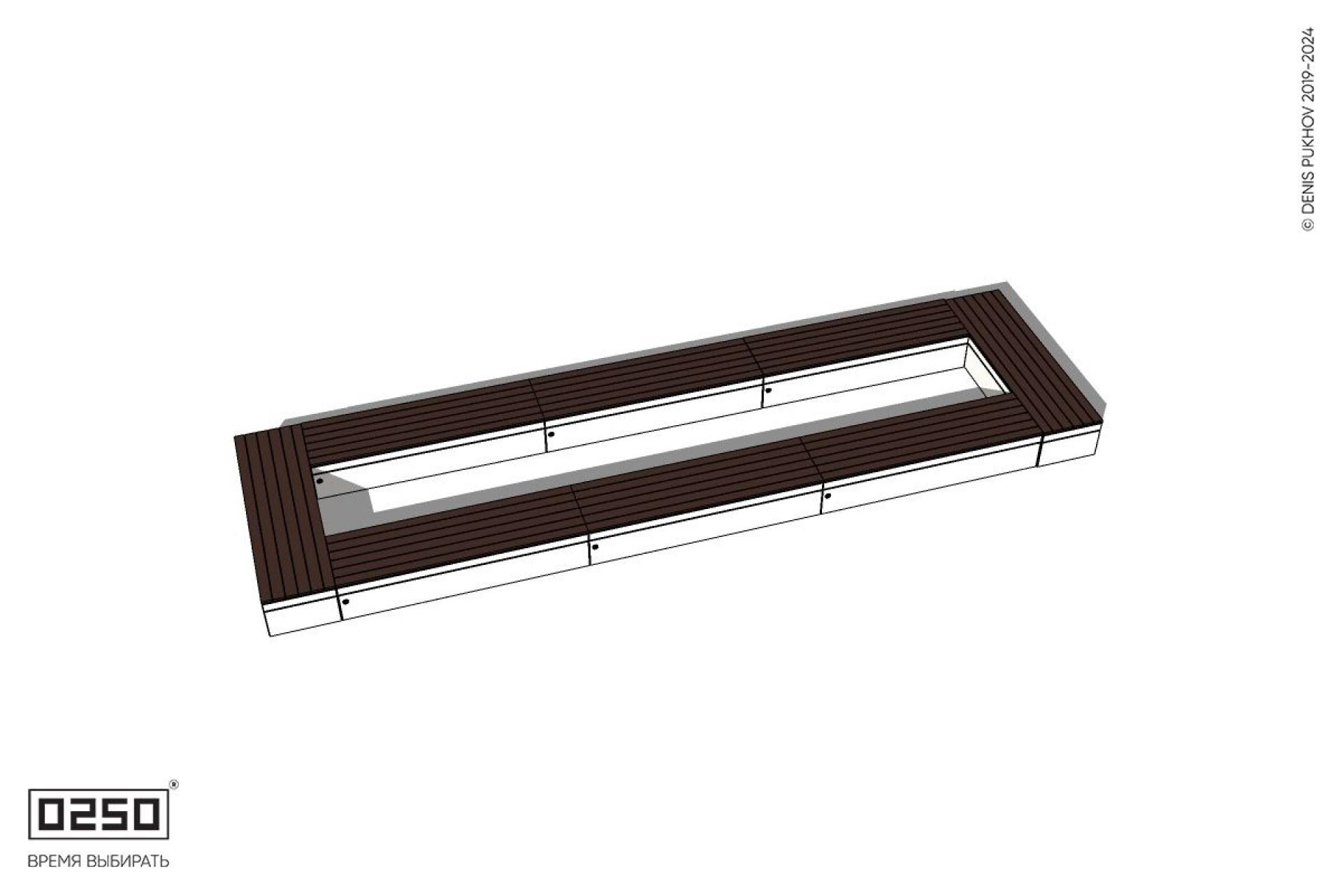 Уличная Четырехугольная скамейка трехпролетная на блоке производство 0250