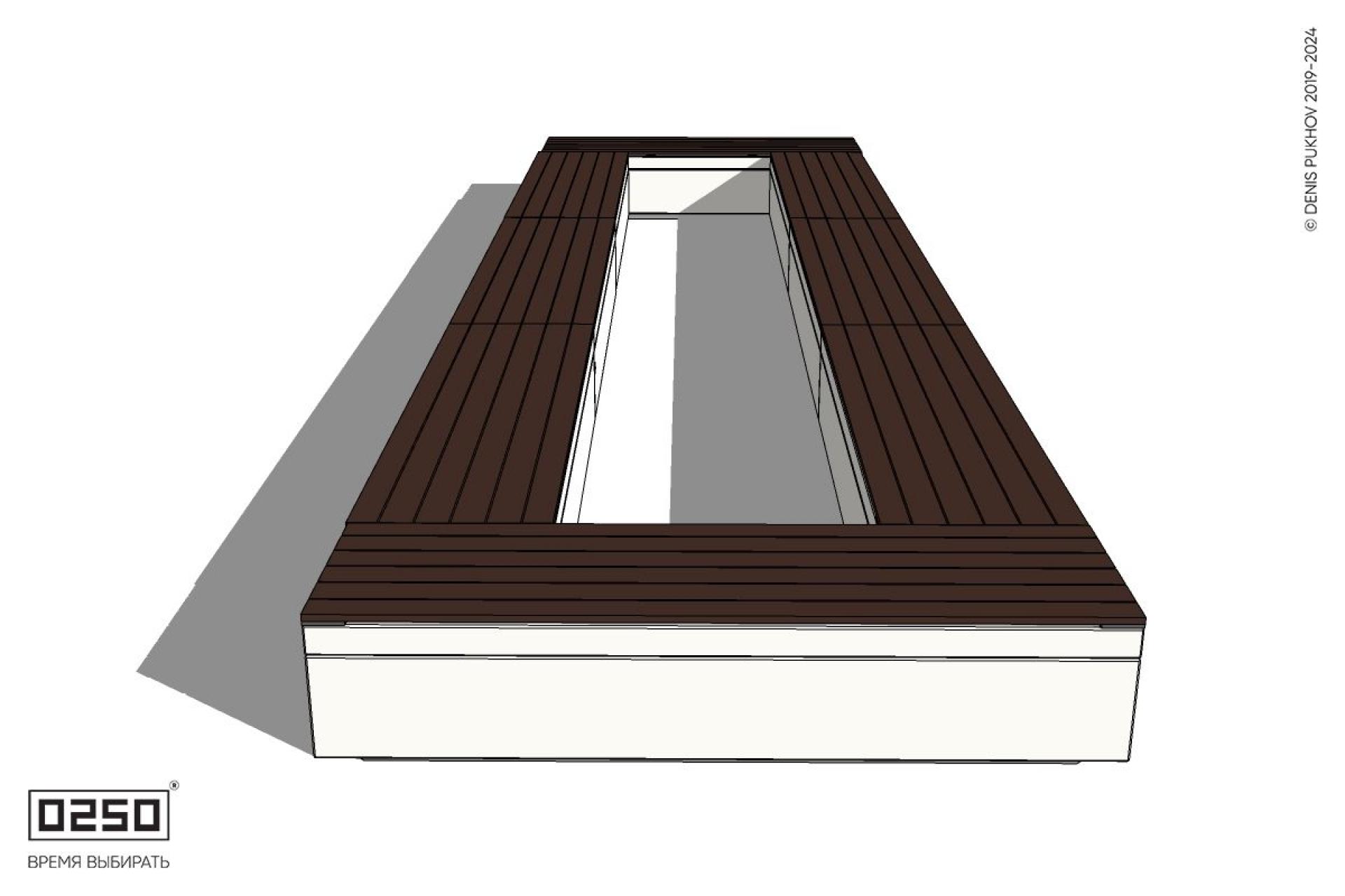 Уличная Четырехугольная скамейка трехпролетная на блоке производство 0250