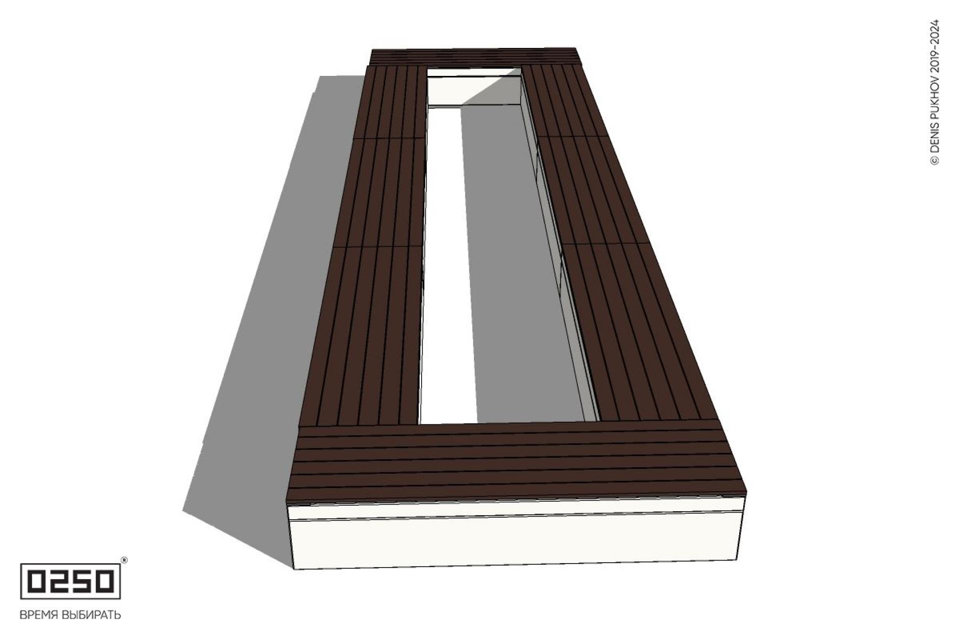 Уличная Четырехугольная скамейка трехпролетная на блоке производство 0250