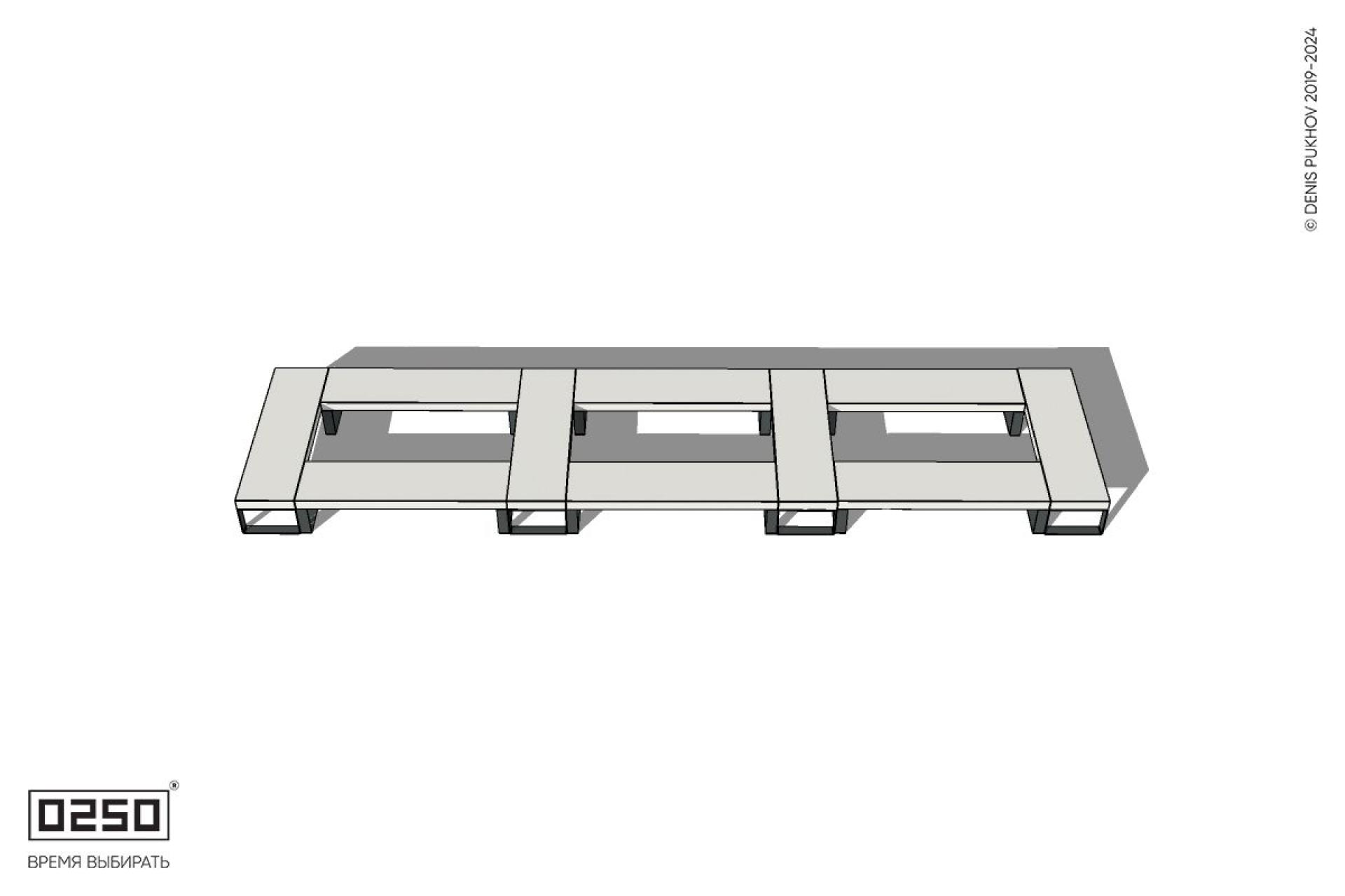 Уличная Бетонная четырехугольная скамейка трехпролетная ячеистая на ножках производство 0250 Уличная Бетонная четырехугольная скамейка трехпролетная ячеистая на ножках производство 0250