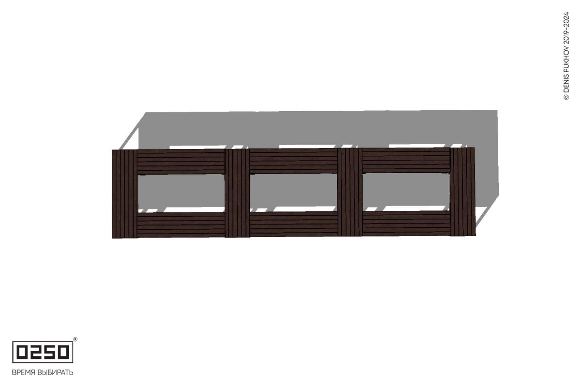 Уличная Четырехугольная скамейка трехпролетная ячеистая на ножках производство 0250, module